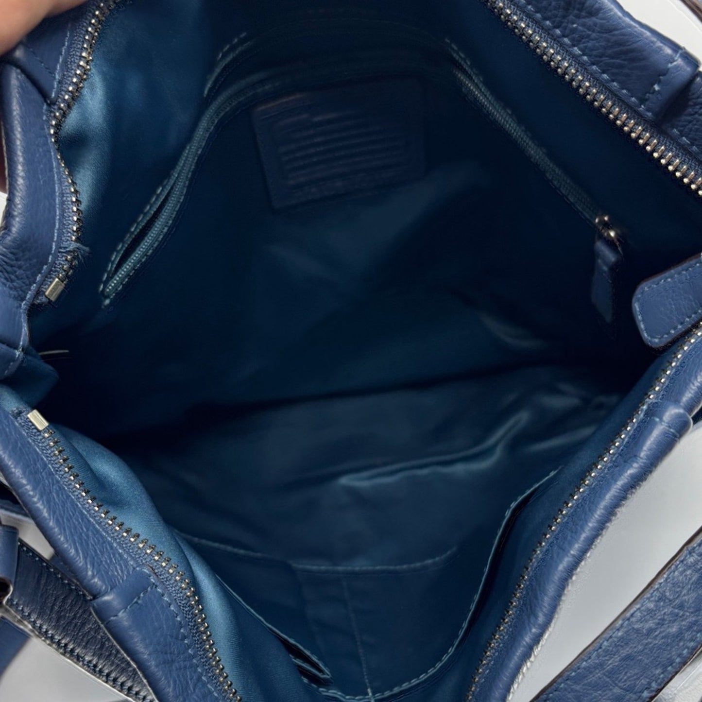 Blue Leather Shoulder Bag