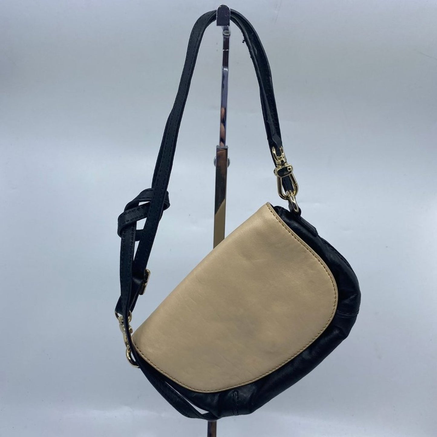 DKNY Tan Black Leather Perfect Size Wristlet