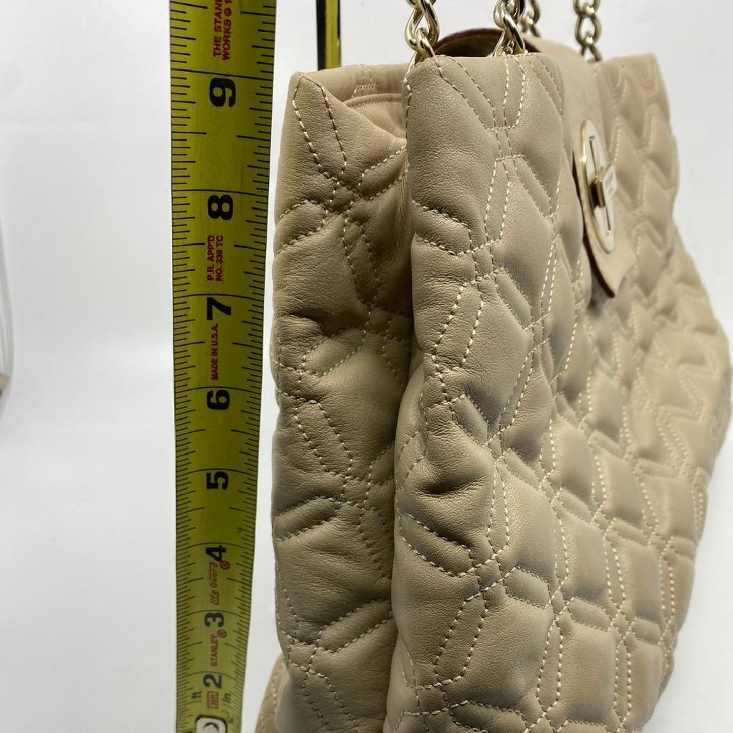 Kate Spade Tan Large Quilted Leather Tote Bag