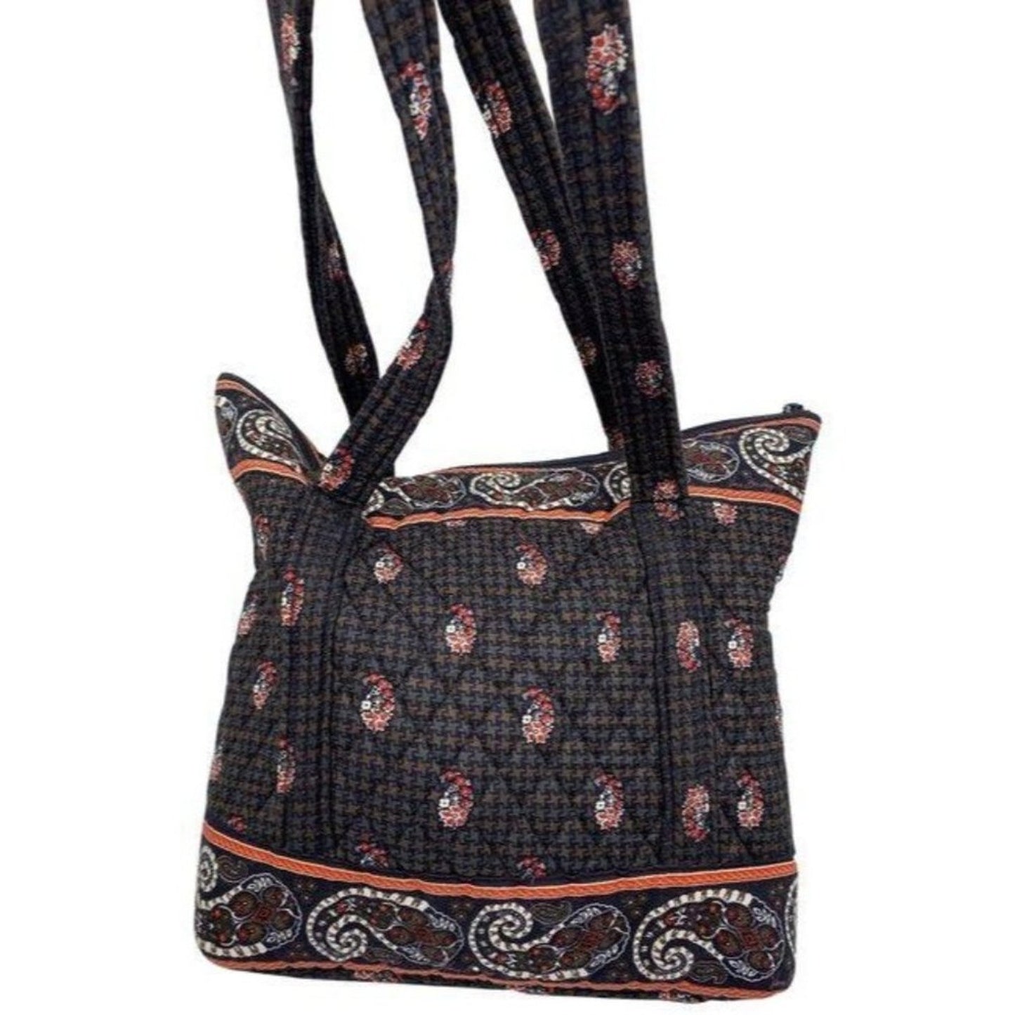 Vera Bradley Large Quilted Gray Tan White Shoulder