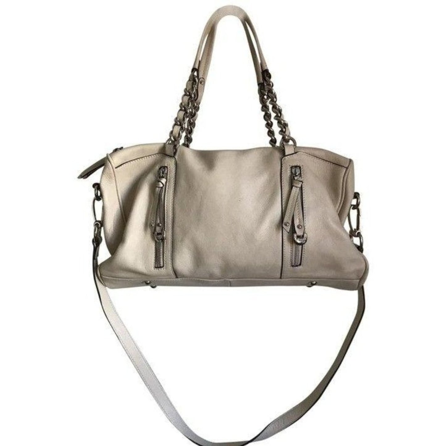 b makowsky cream leather shoulder bag