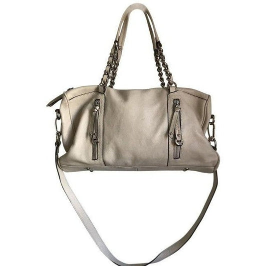 b makowsky cream leather shoulder bag
