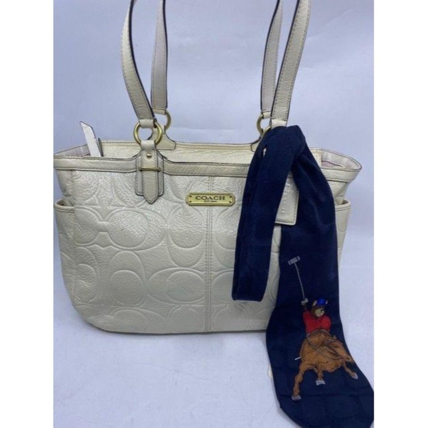 coach w w detachable specialty tie accent cream sh
