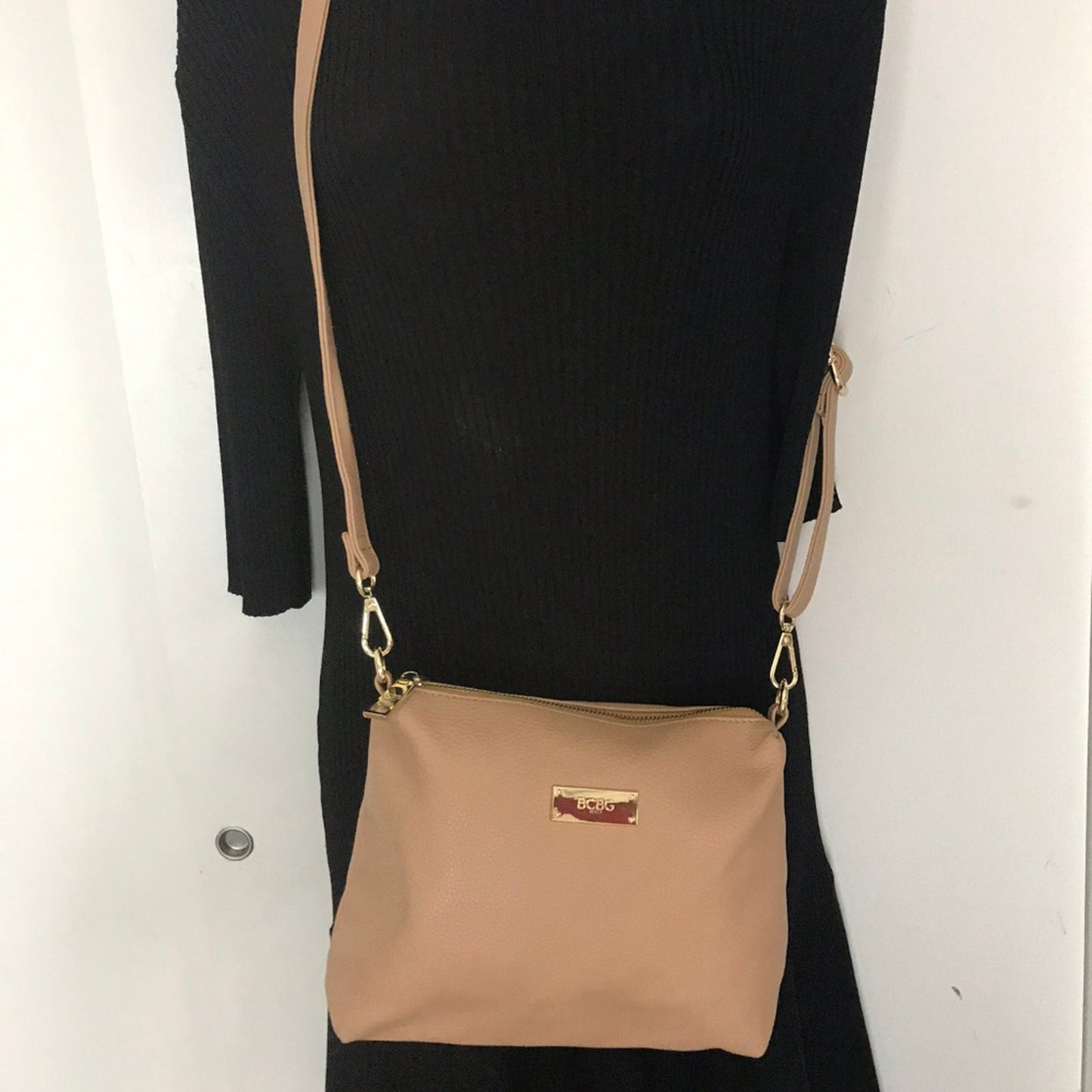 BCBG Paris Tan Faux Leather Crossbody Bag