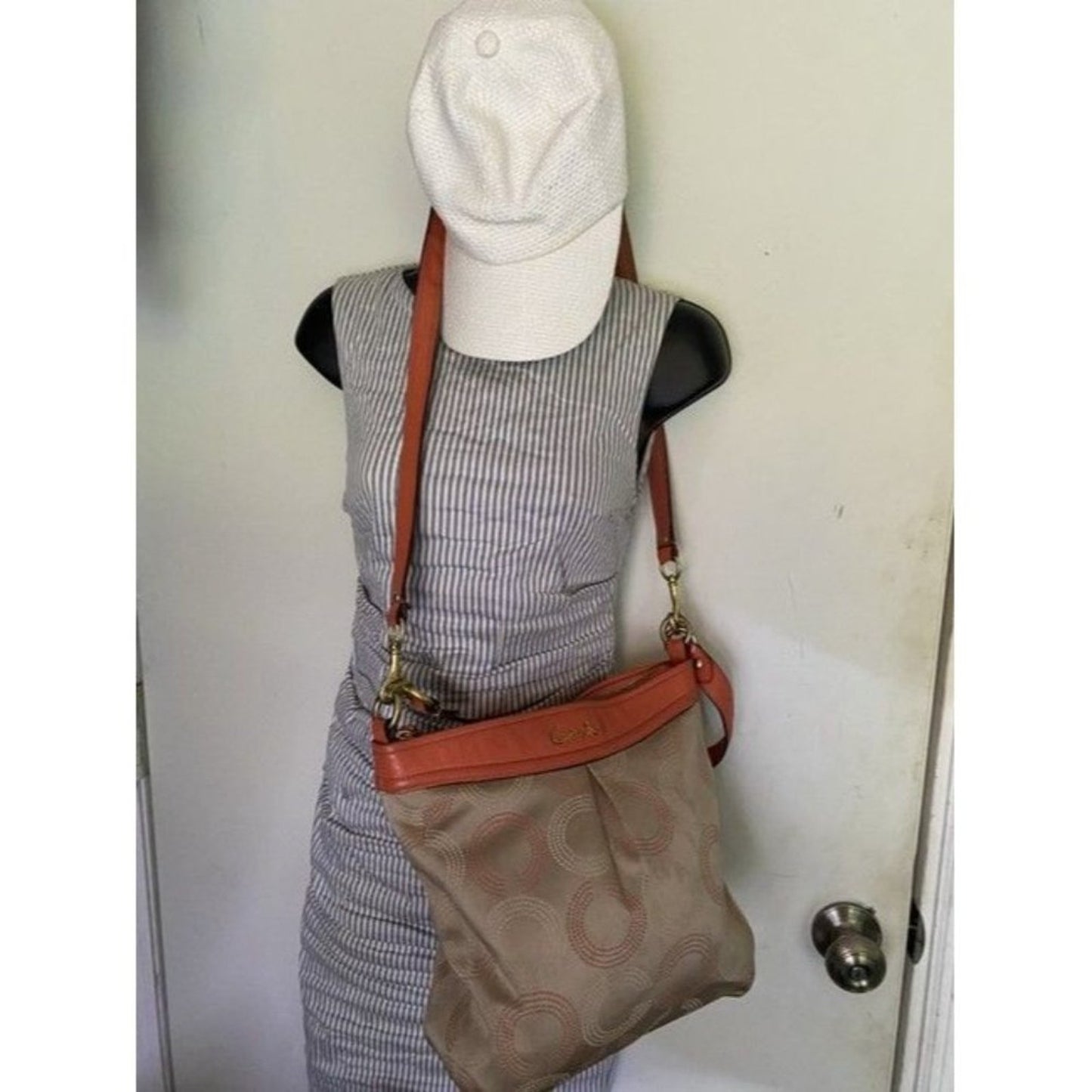 Coach Classic Orangepink Fabric Cross Body Bag