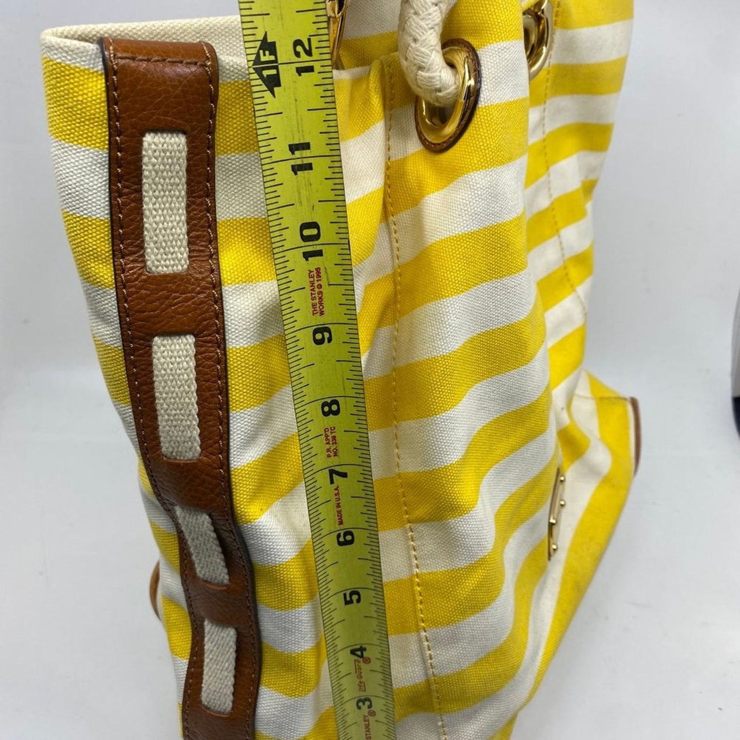 Michael Kors XL Yellow/White Canvas Fabric Handbag