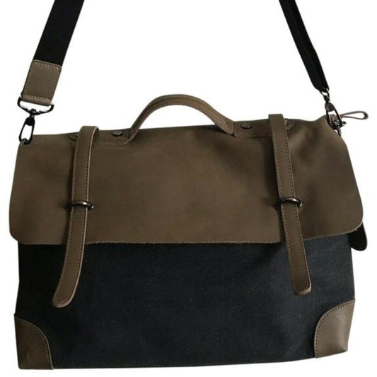 Annette Ferber Large Leather And Fabric Charcoal/B