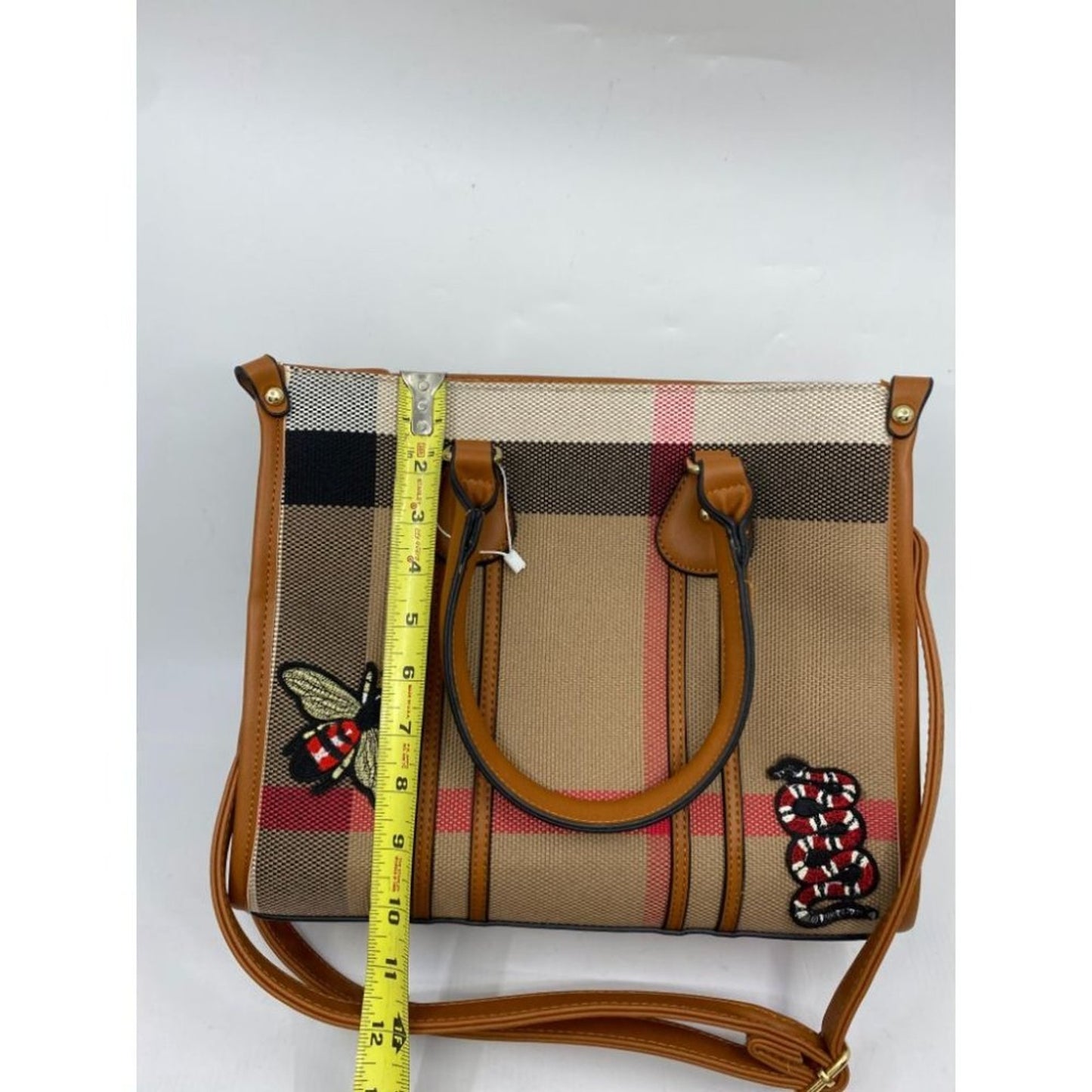 NWT! ClosetsNYC Large Plaid Tote Bag w/ Crossbody