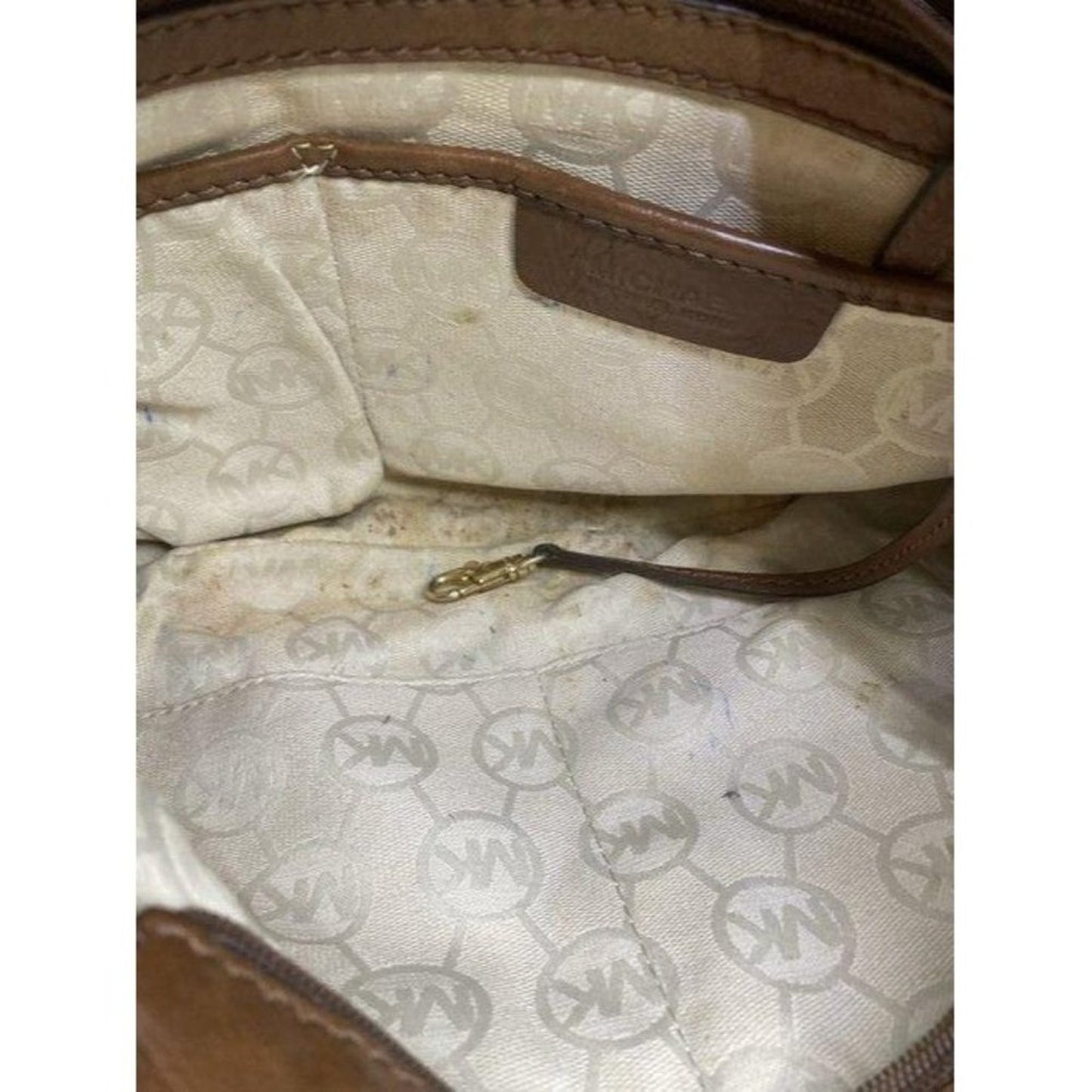 michael kors handbag tan brown fabric hobo bag