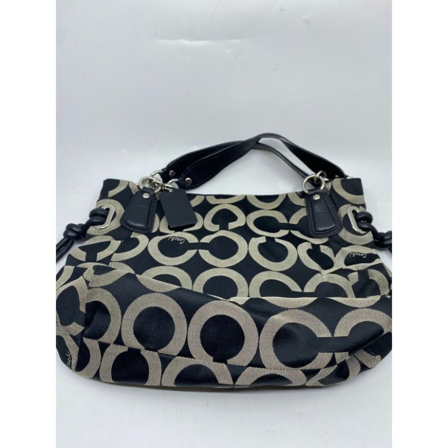 Coach Women's Large Black Tan Fabric Tote Bag