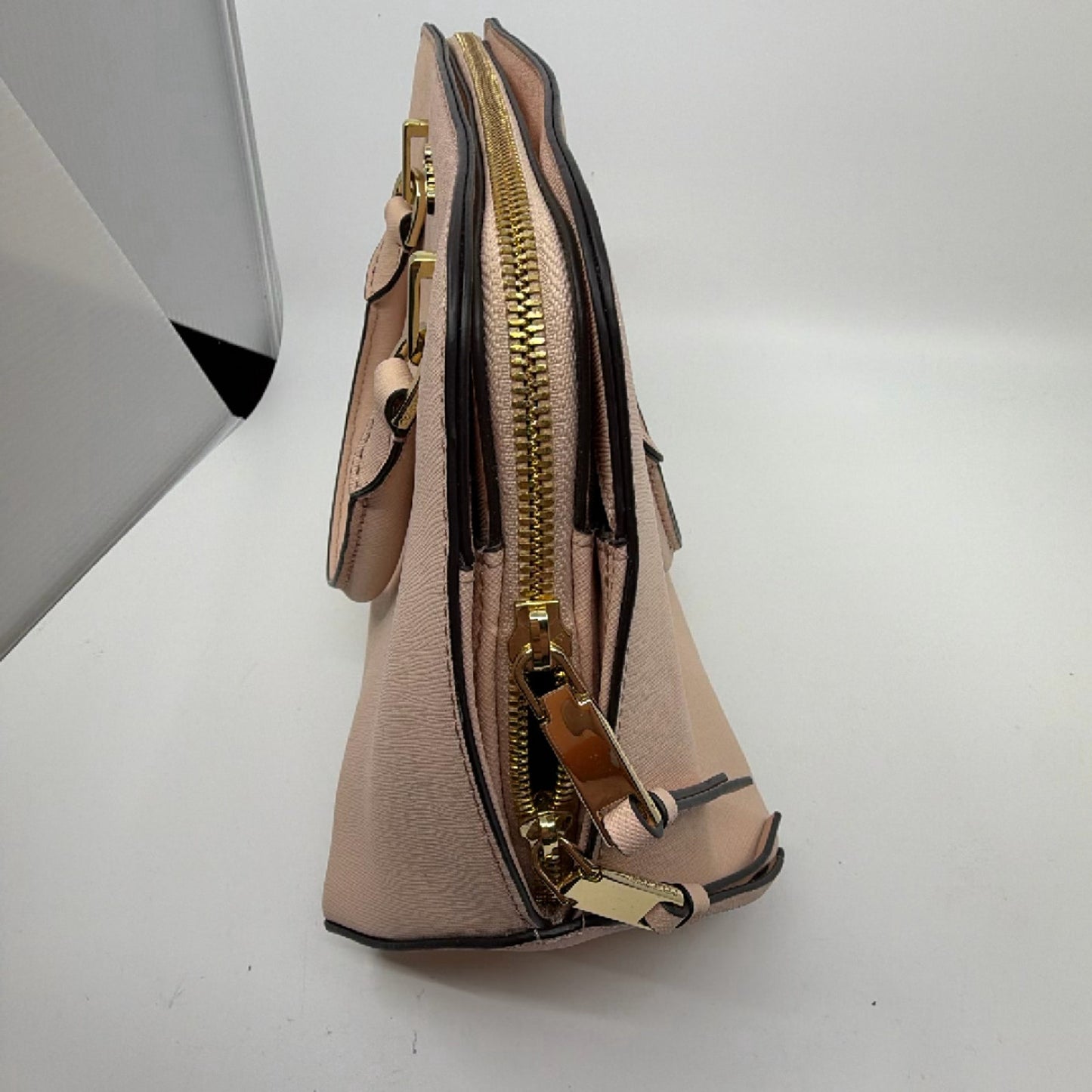 Calvin Klein Structured Satchel Pink Saffiano Handbag