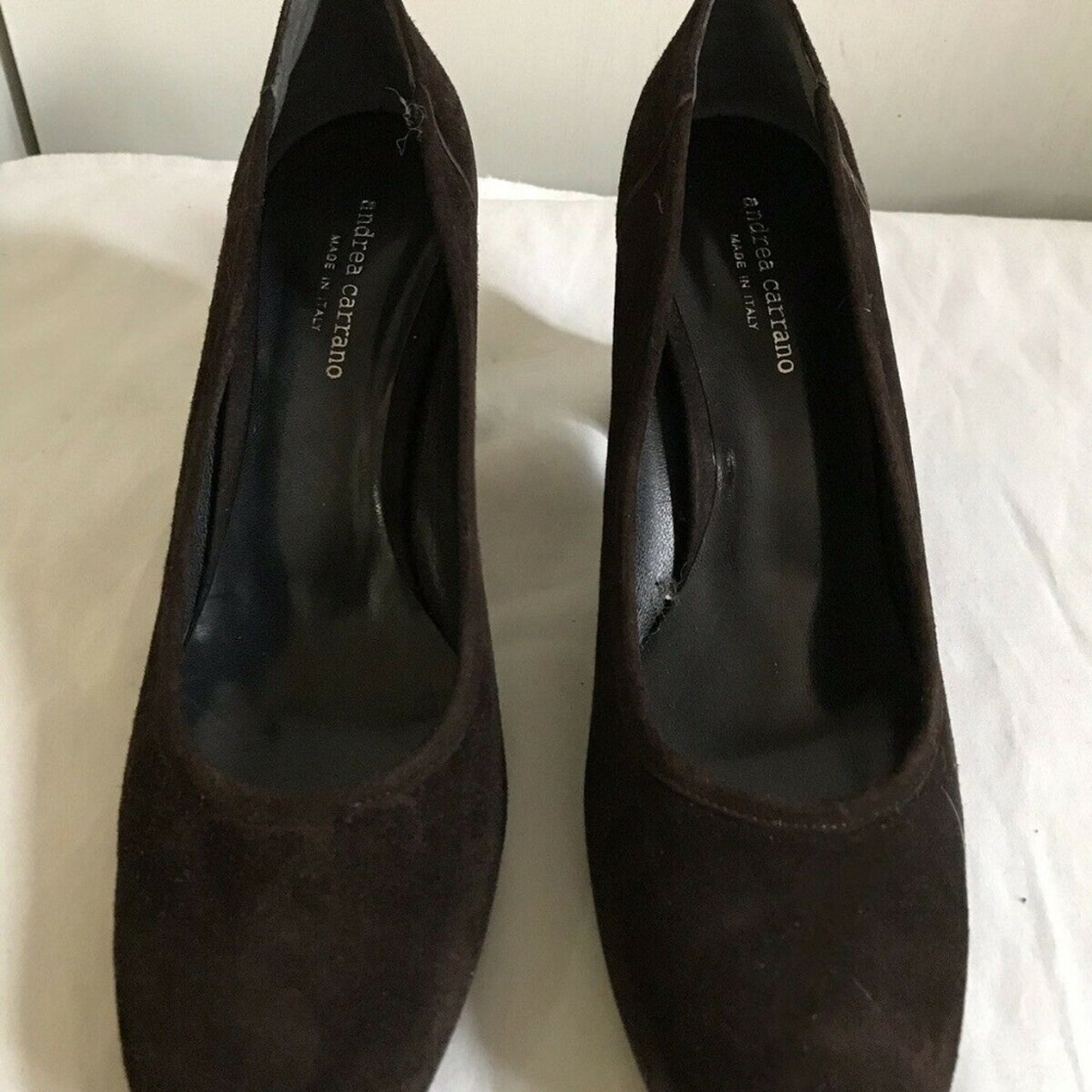 ANDREA CARRANO Brown Suede Mid Heel Pump 9
