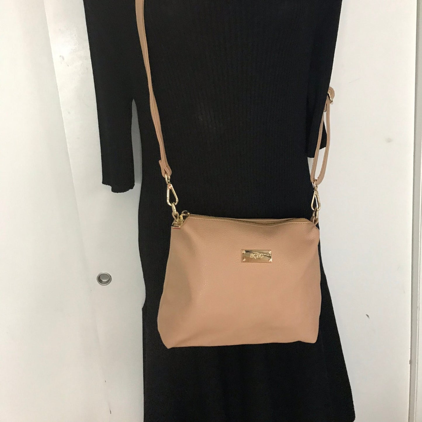 BCBG Paris Tan Faux Leather Crossbody Bag
