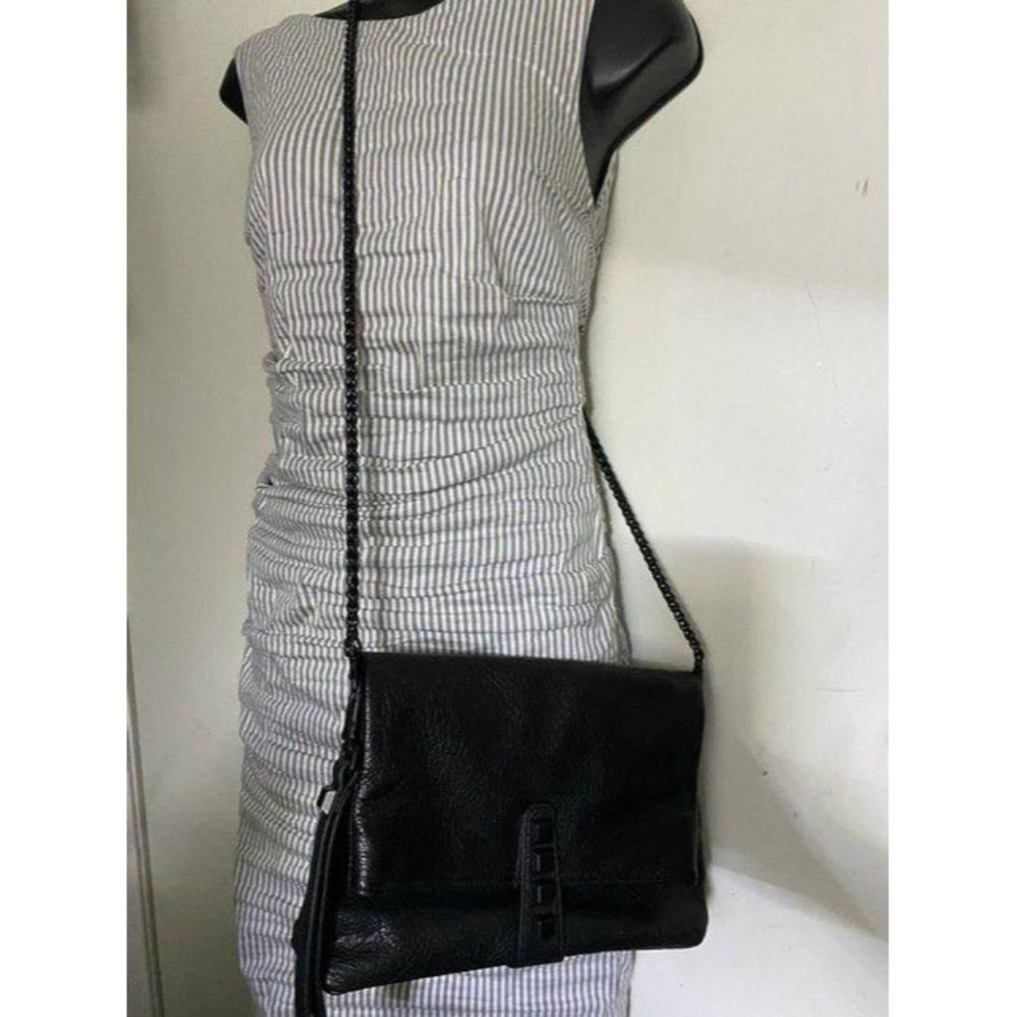 Nicole Miller Nwot Msrp Black Leather Cross Body B