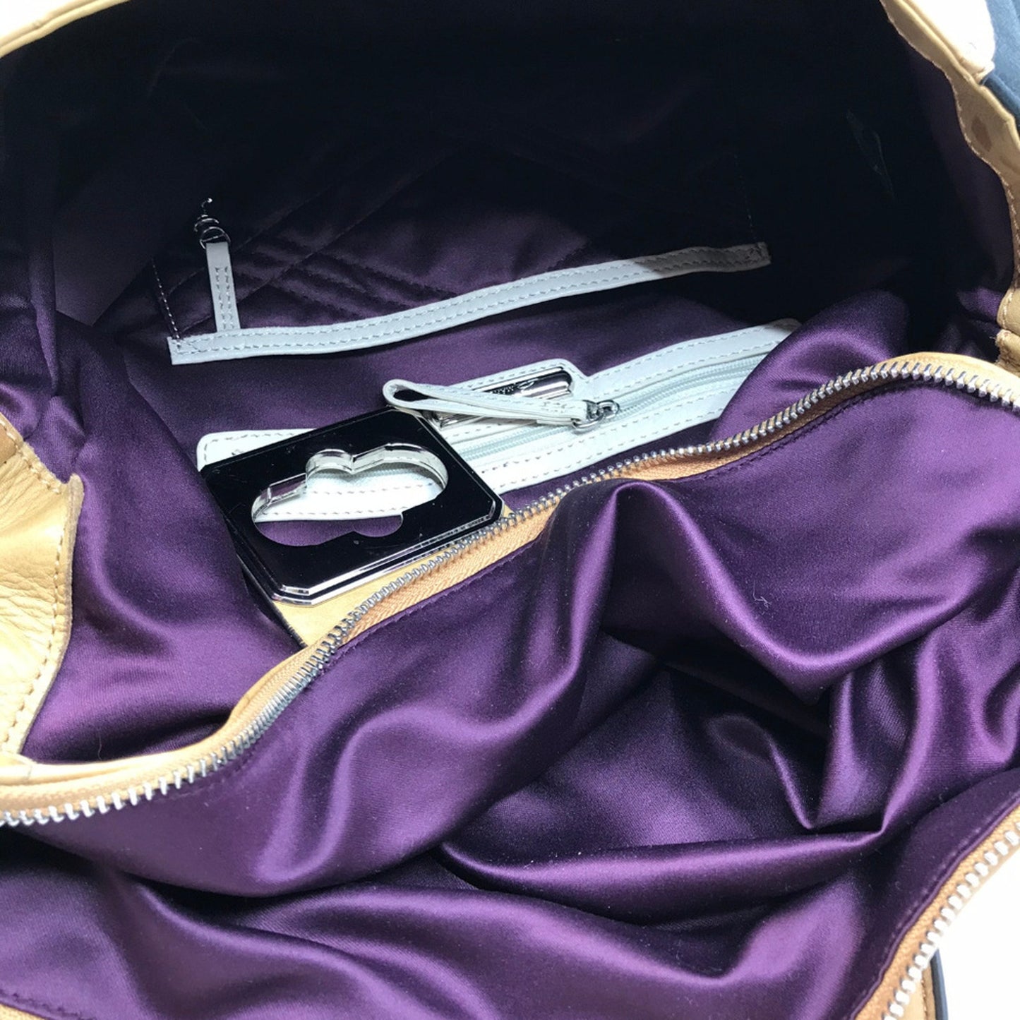 B. Makowsky Black Tan Leather Shoulder Bag