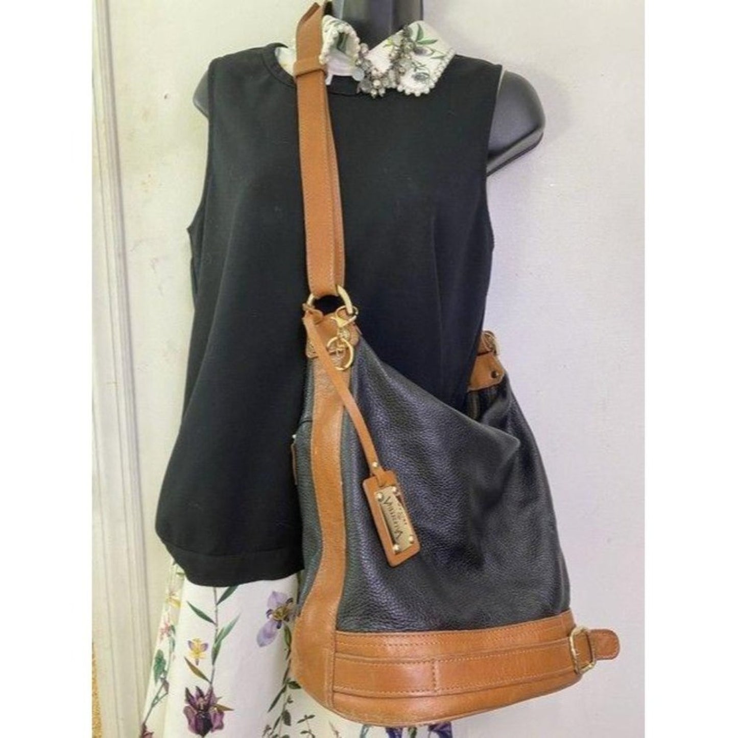 valentina black orange shoulder bag