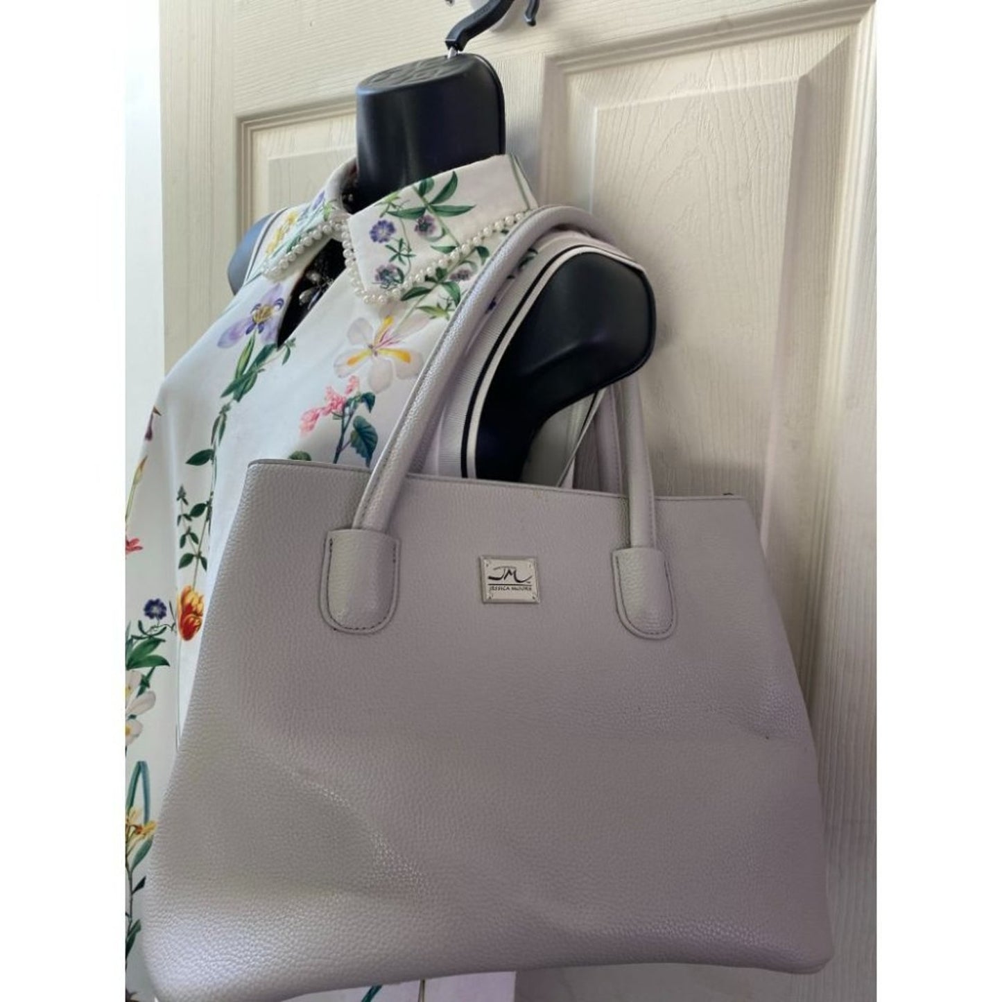 Jessica Moore Gray Faux Leather Shoulder Bag