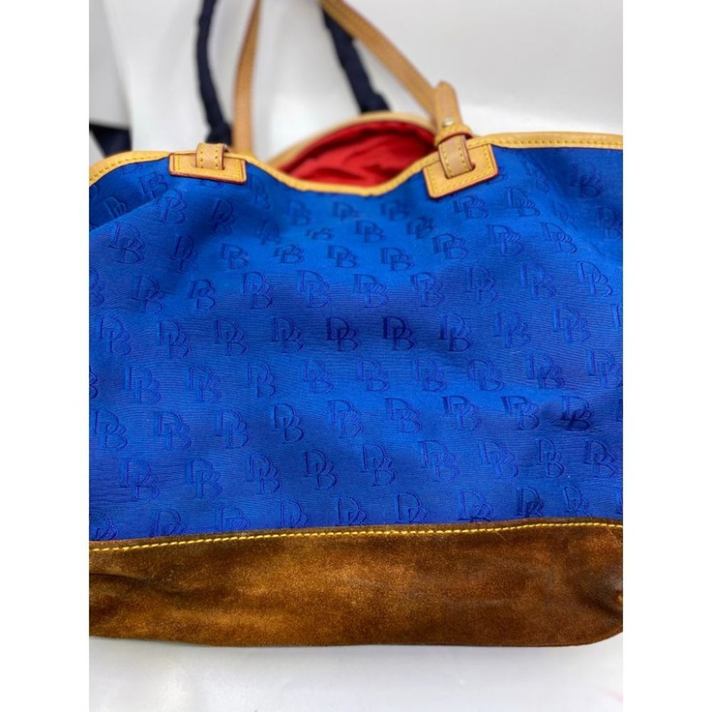 Dooney & BOURKE Blue Brown Large Fabric Tote Bag
