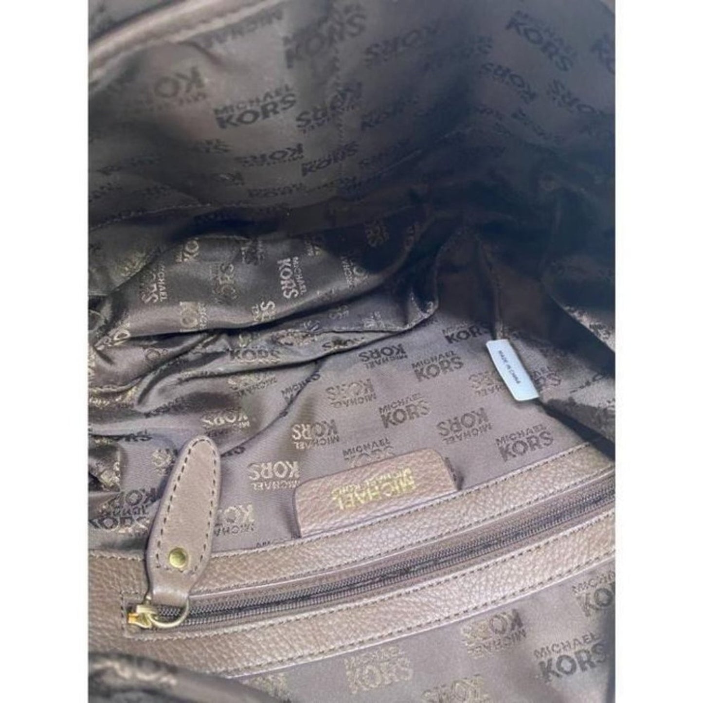 michael kors all over logo brown beige jacquard fa