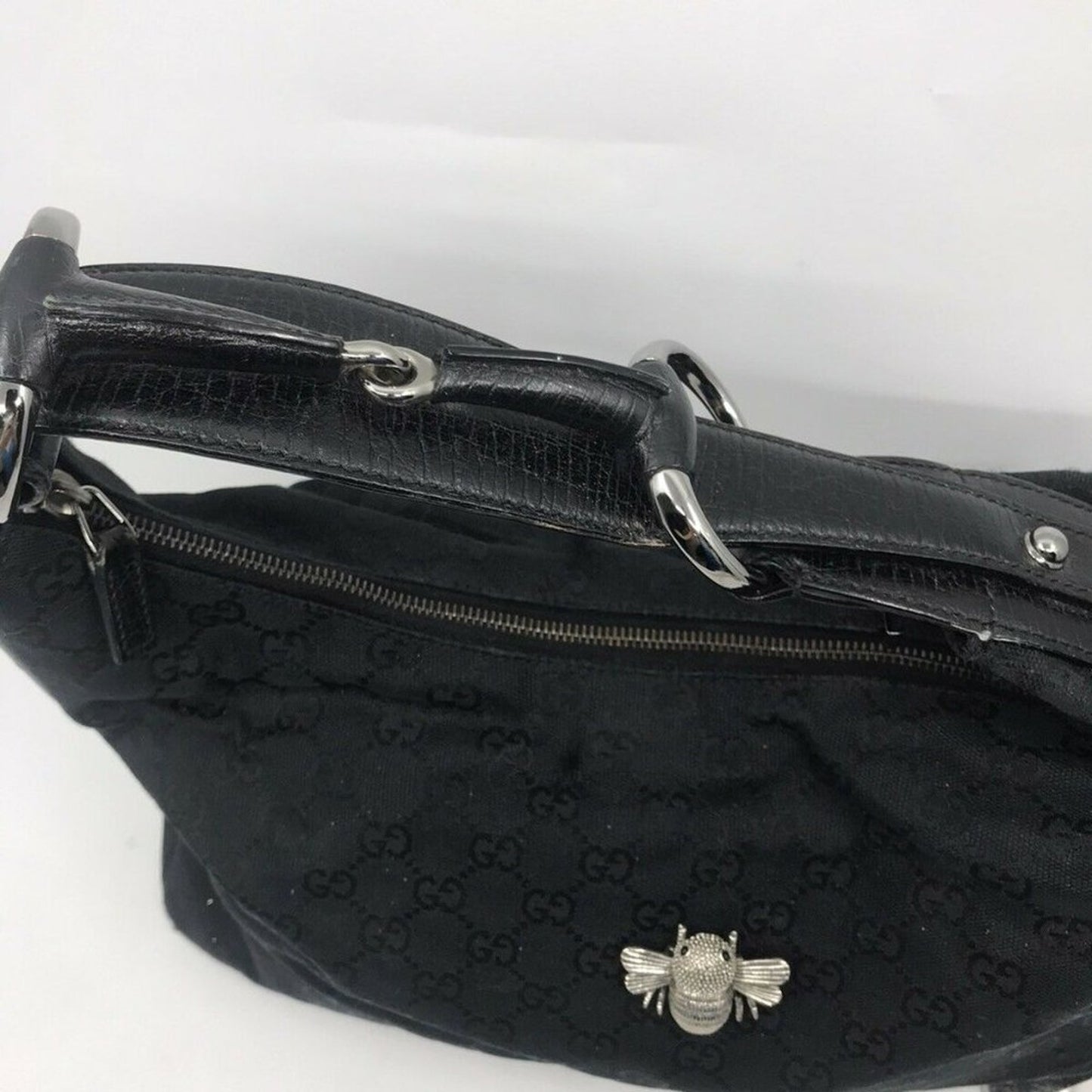 GUCCI Black Hobo Bag W/ Customized Vintage Bee