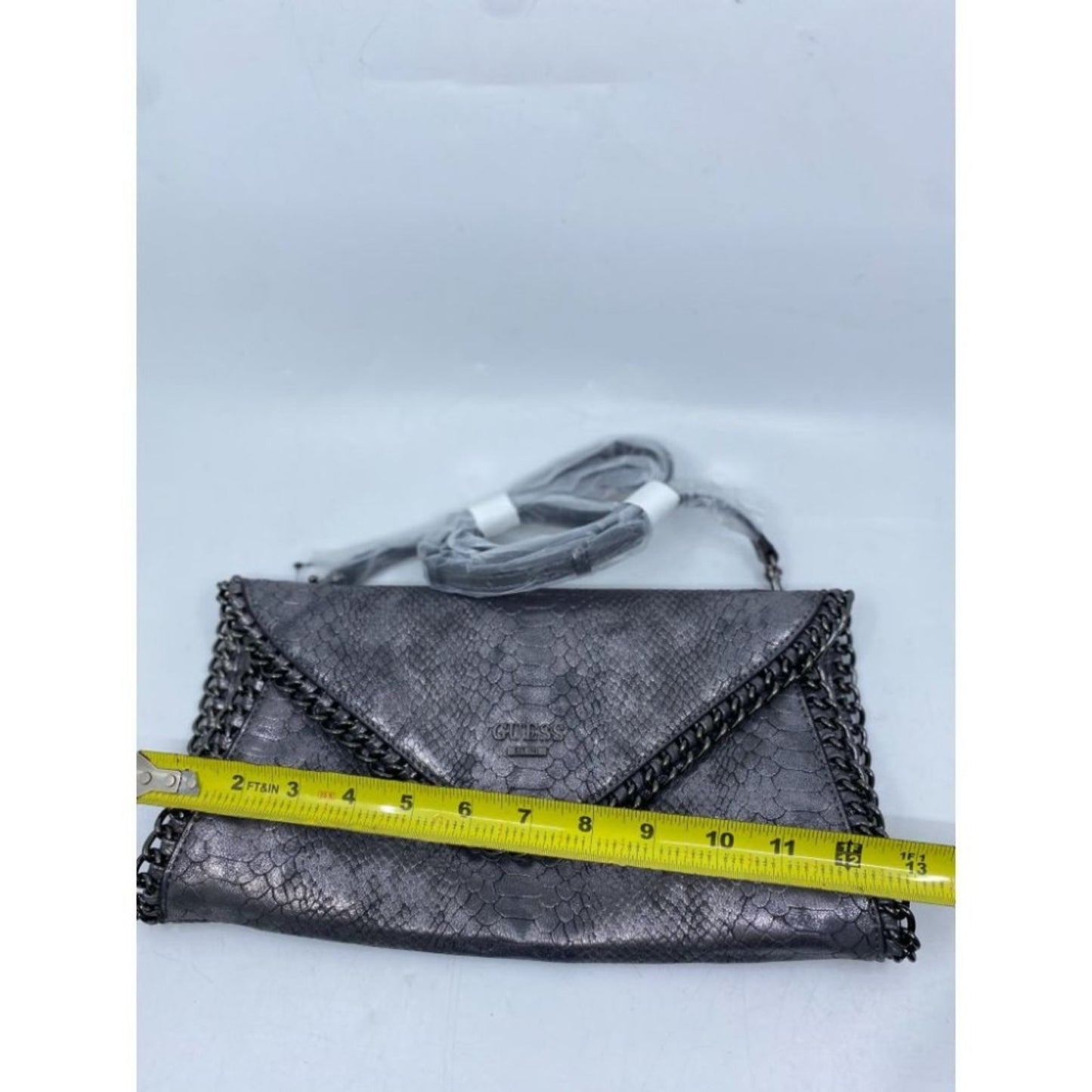 Guess Gray Snakeskin Faux Leather Shoulder Bag