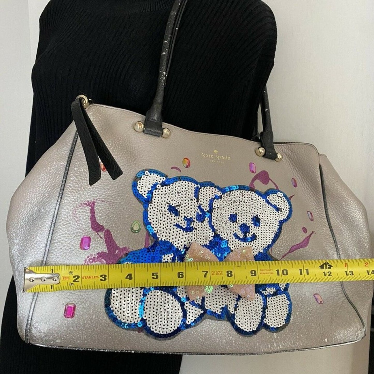 Kate Spade Large Leather Tote Customized With Bear