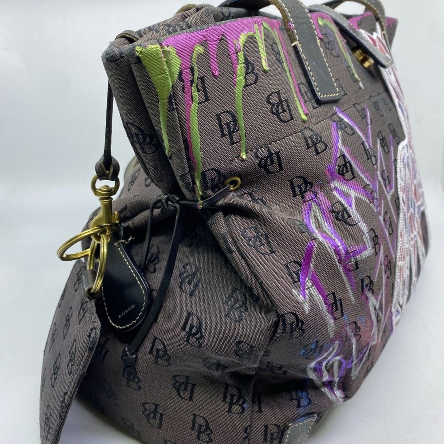 Dooney & Bourke Gray Customized W/ Graffiti Tote
