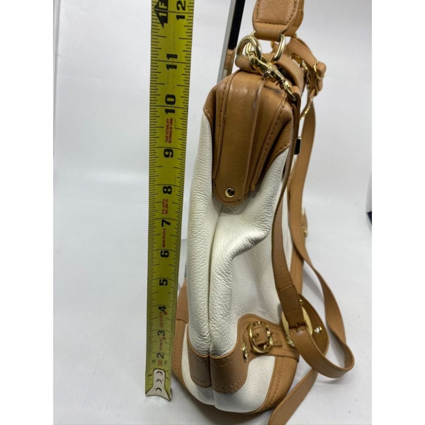 Emma Fox Large White Tan Tote Bag