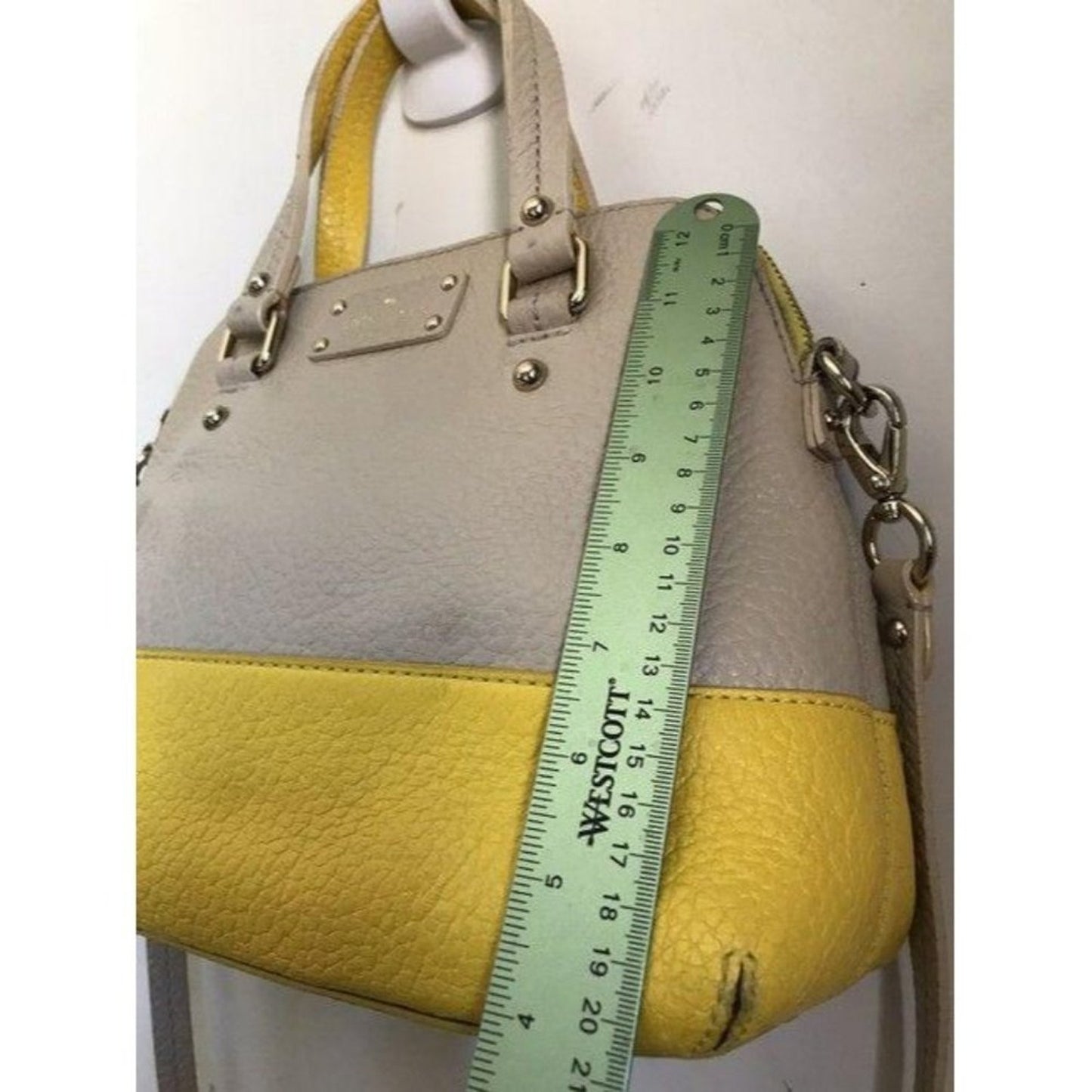 kate spade tote beige yellow leather cross body ba