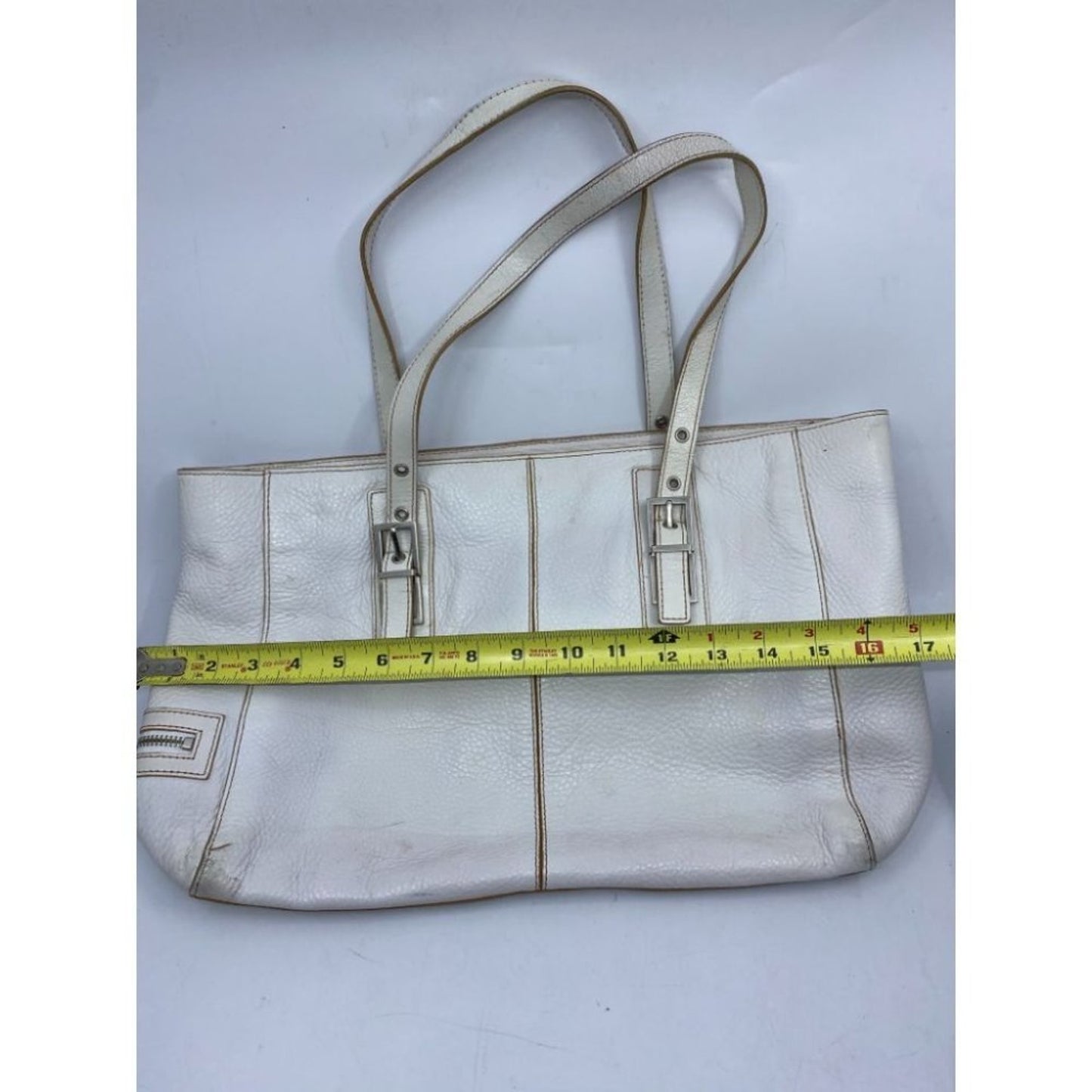 Kenneth Cole White Large Leather Shoulder Bag