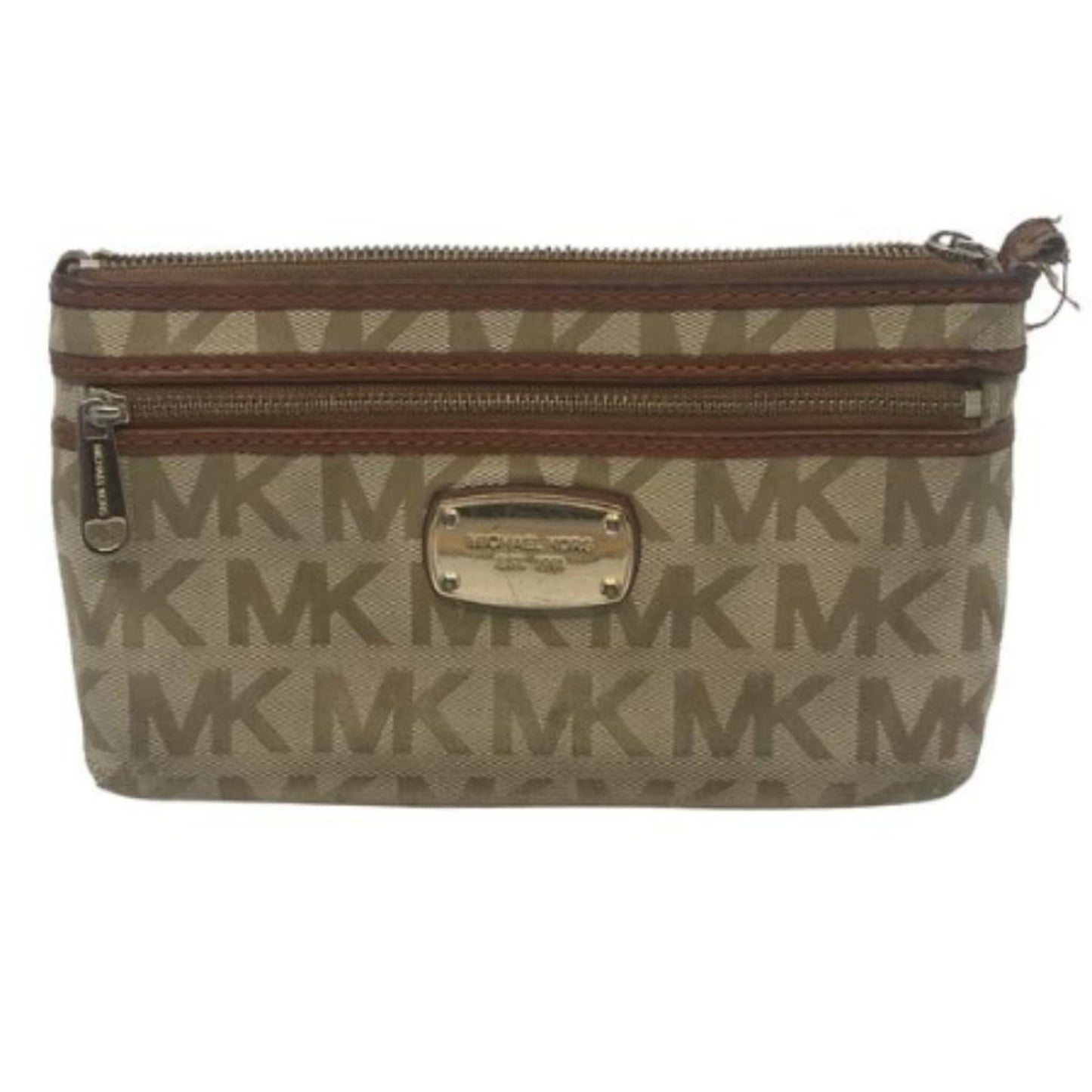 Michael Kors Fabric Tan Brown Wristlet