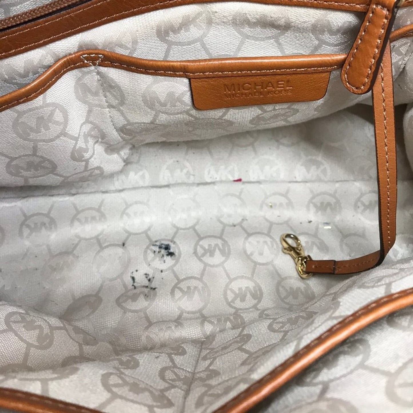 Michael Kors White Woven Fabric Large Handbag