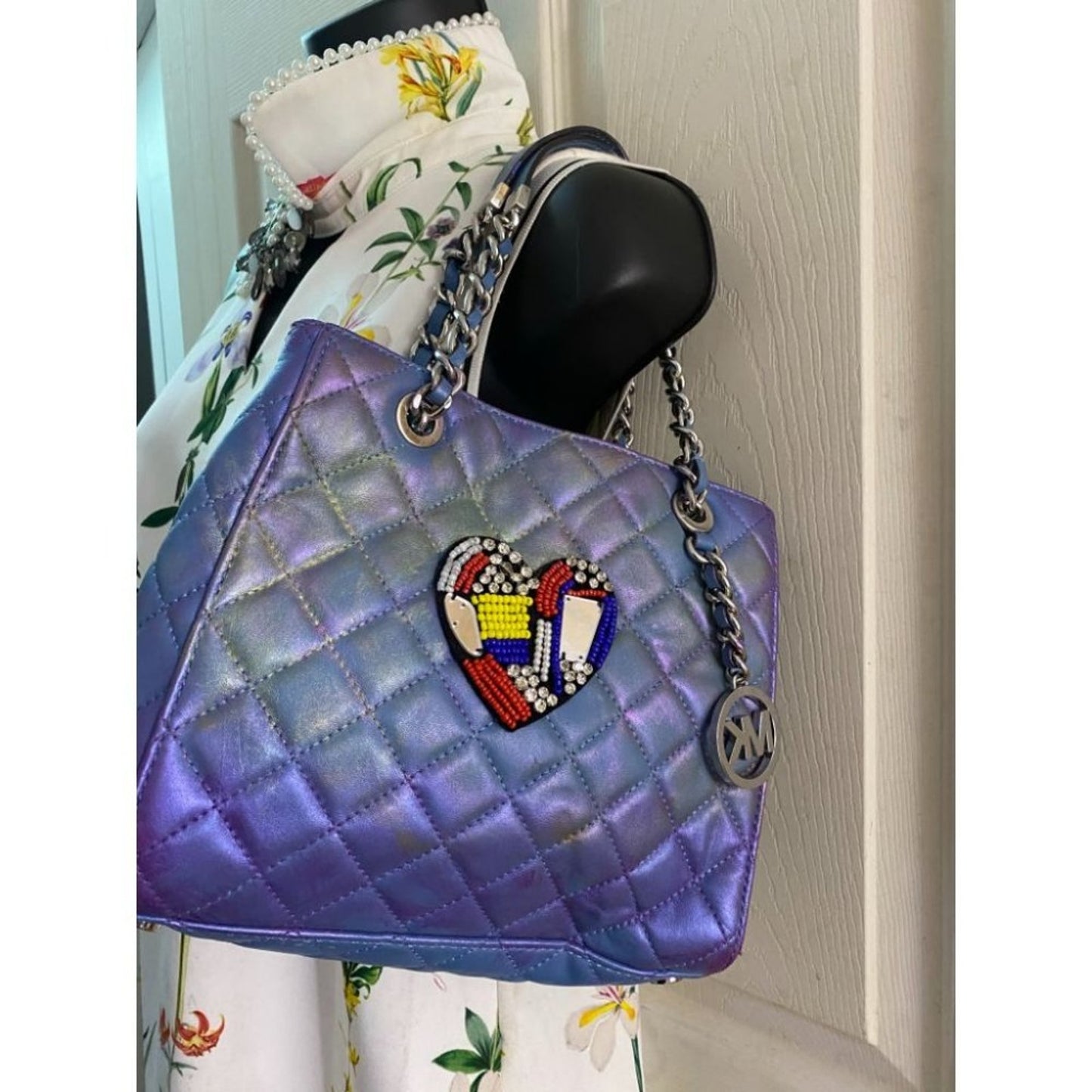 Michael Kors Blue Purple Customized Tote Bag