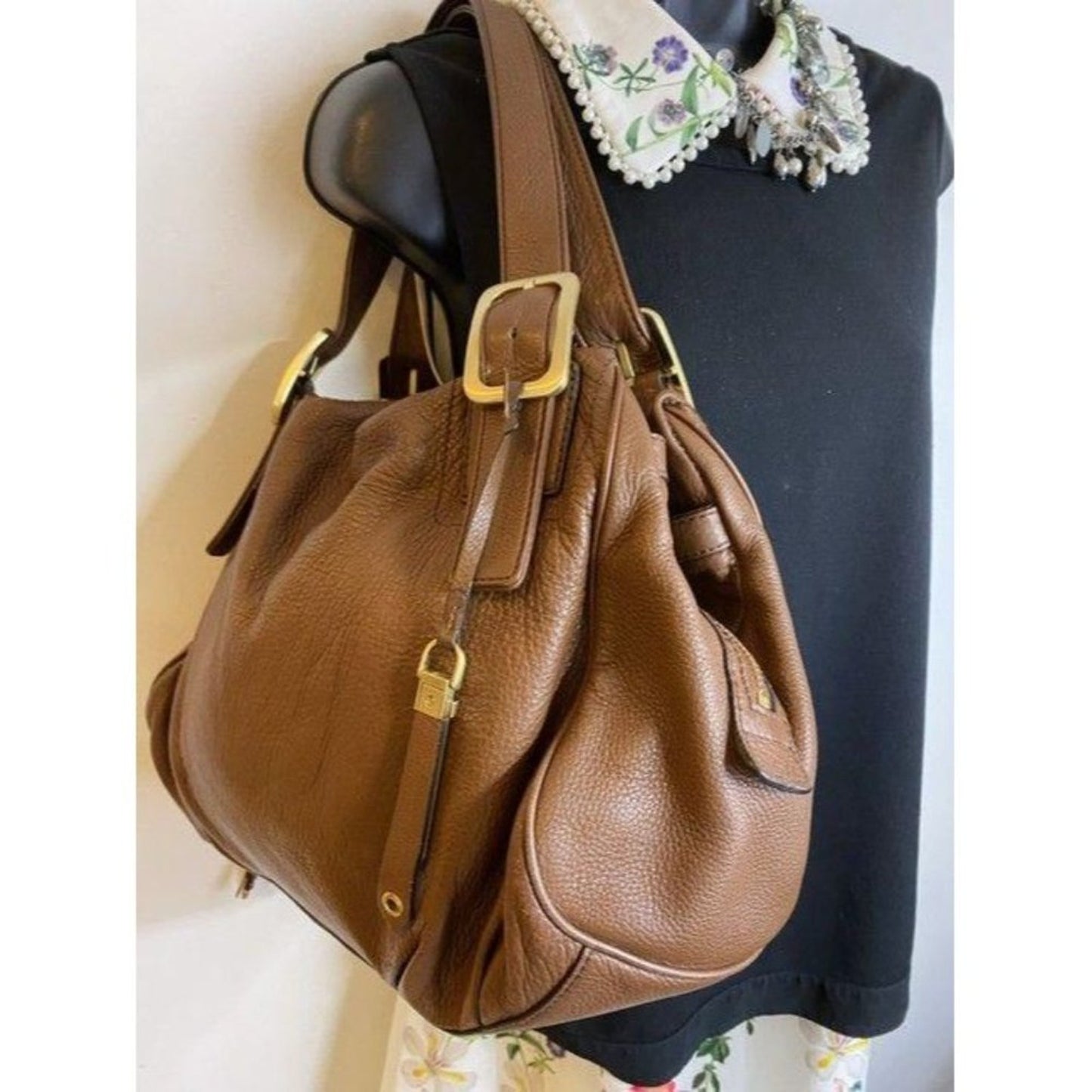 cole haan brown leather shoulder bag