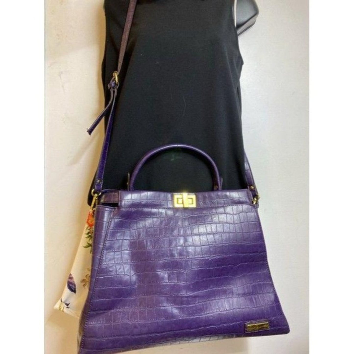 adrienne vittadini crossbody w w stra purple leath