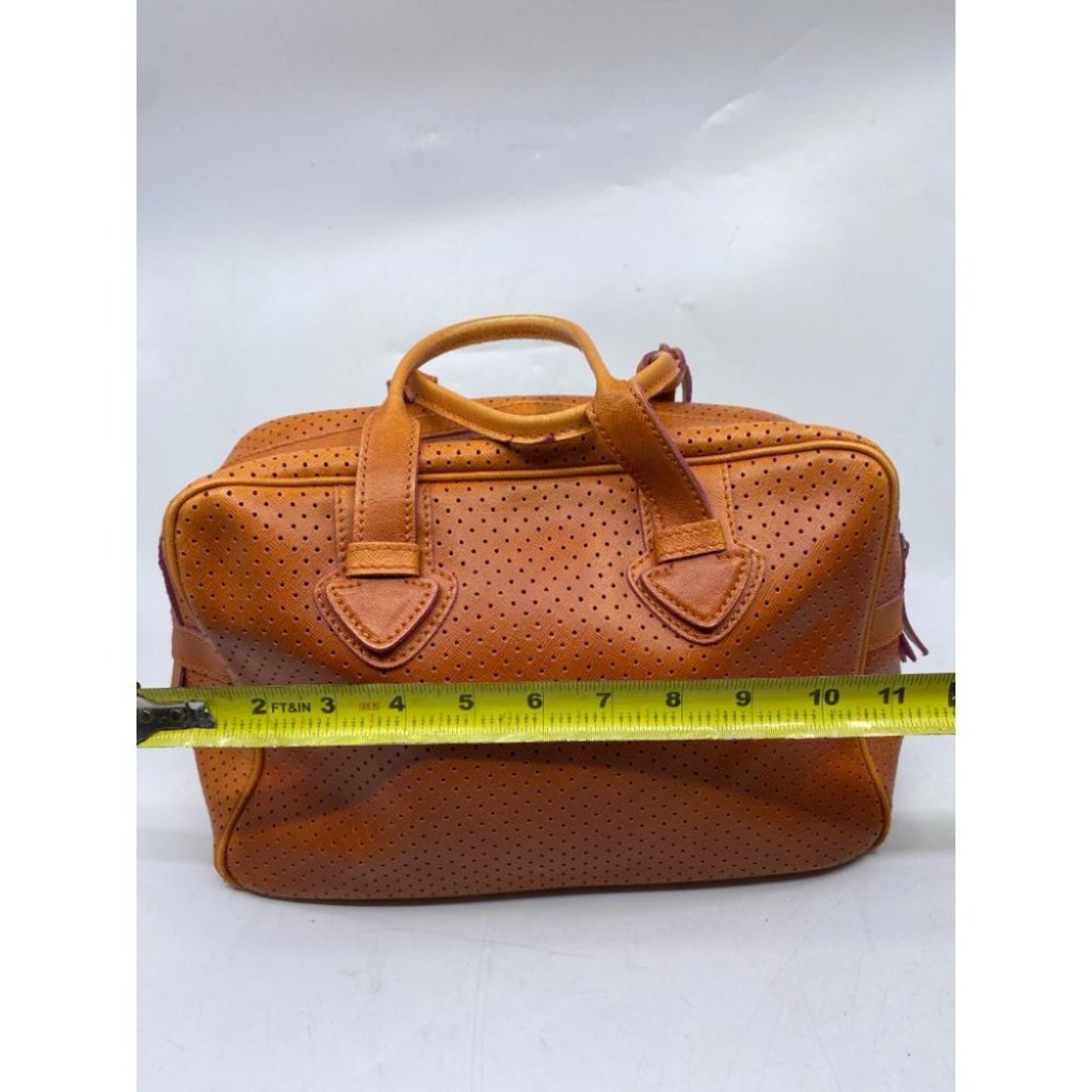 Innue Orange Leather Tote Bag