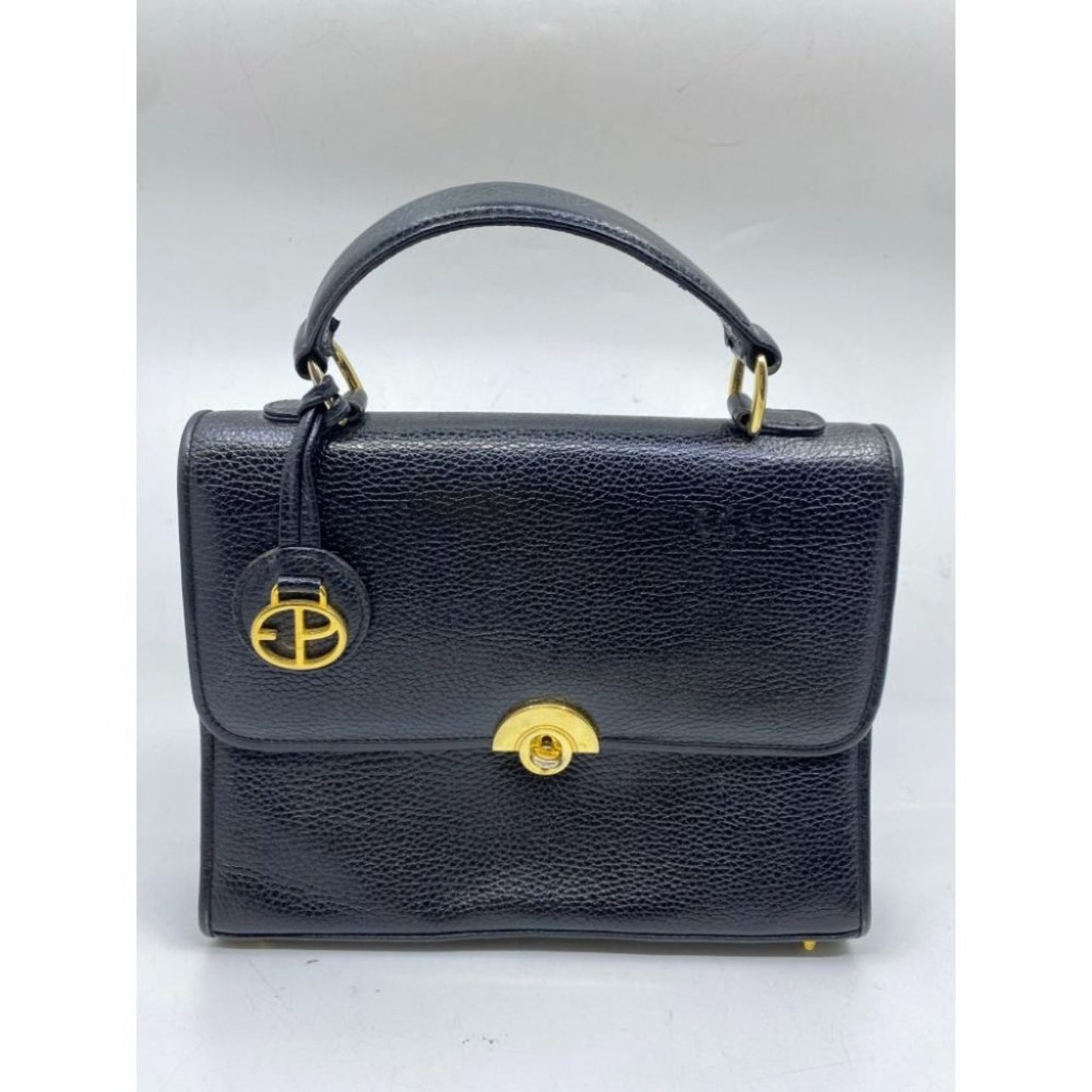 Evan Picone Black Vintage Leather Handbag