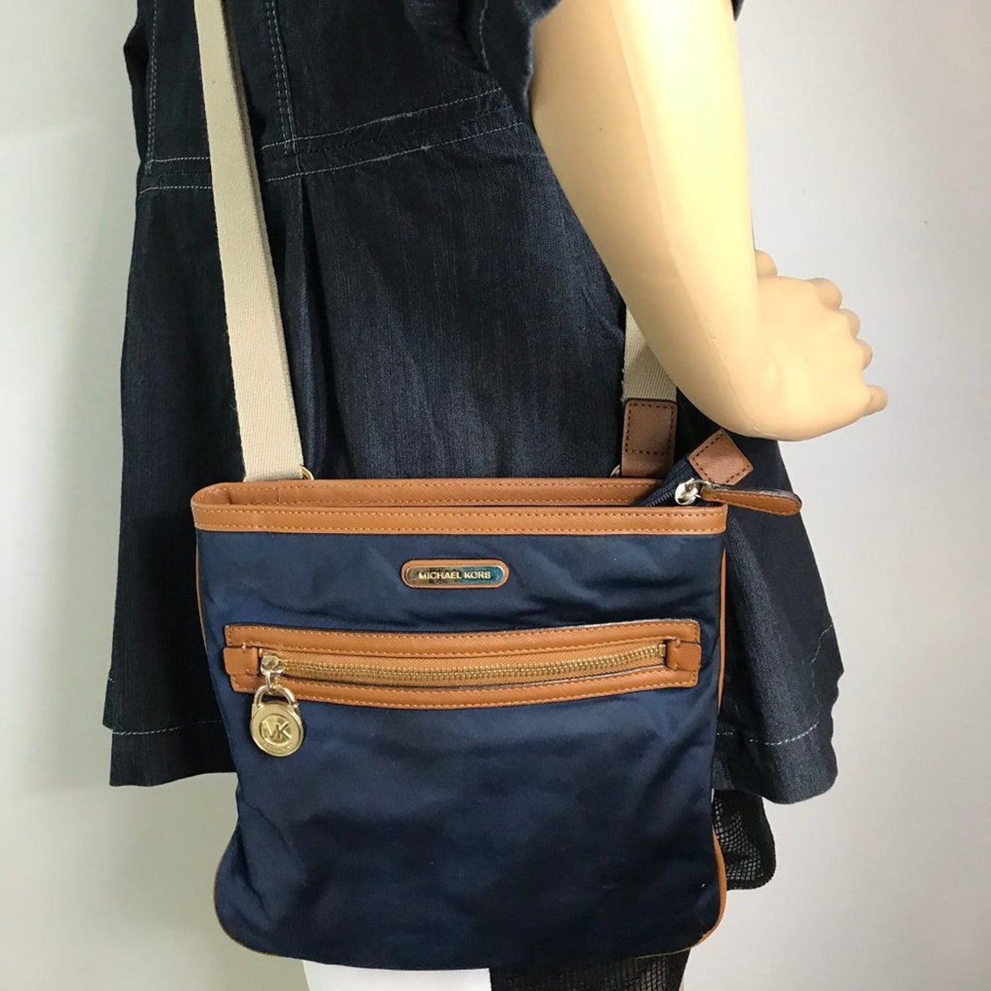 Michael Kors Navy Blue Nylon CrossBody Bag