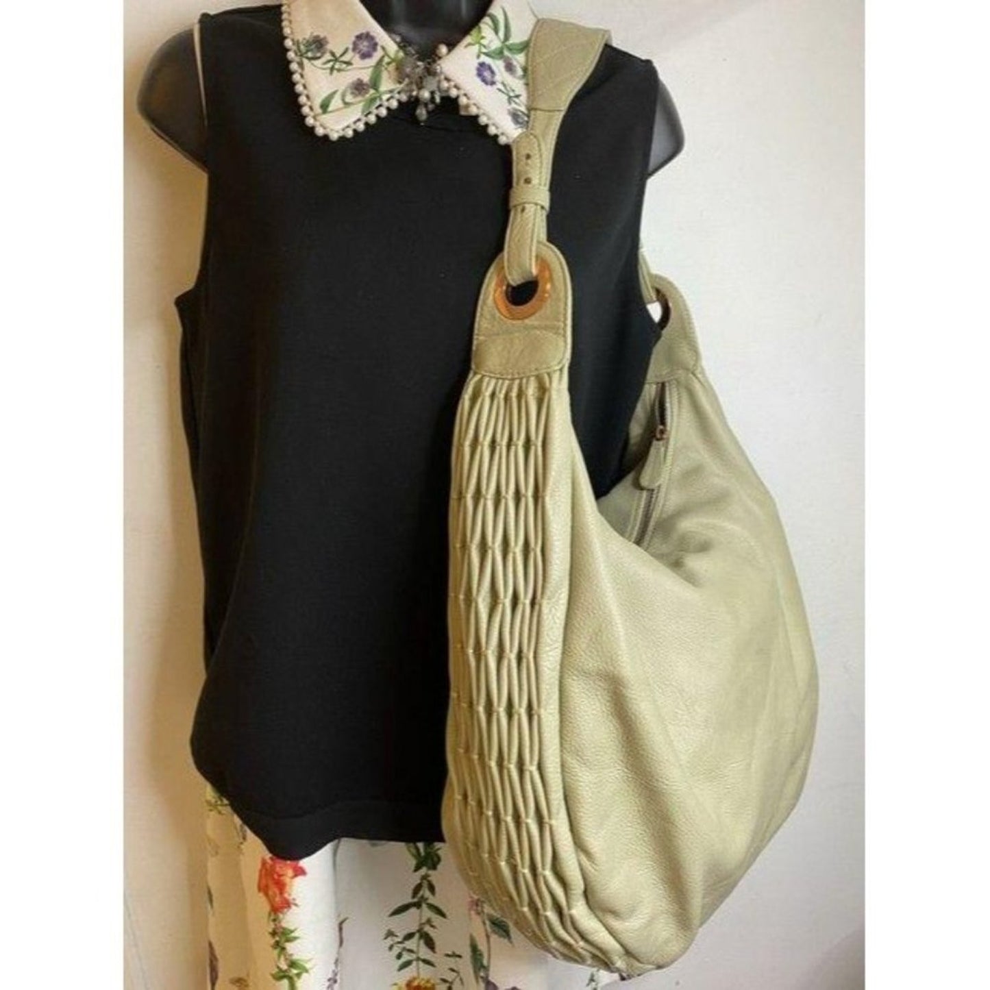 goldenbleu tote large cream leather shoulder bag