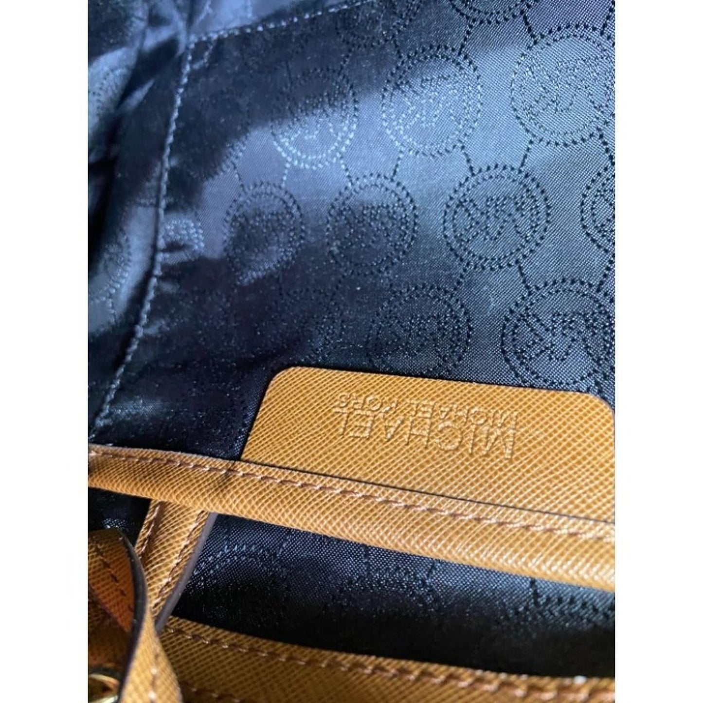 Michael Kors Nylon Black Tan Shoulder Tote Bag LG