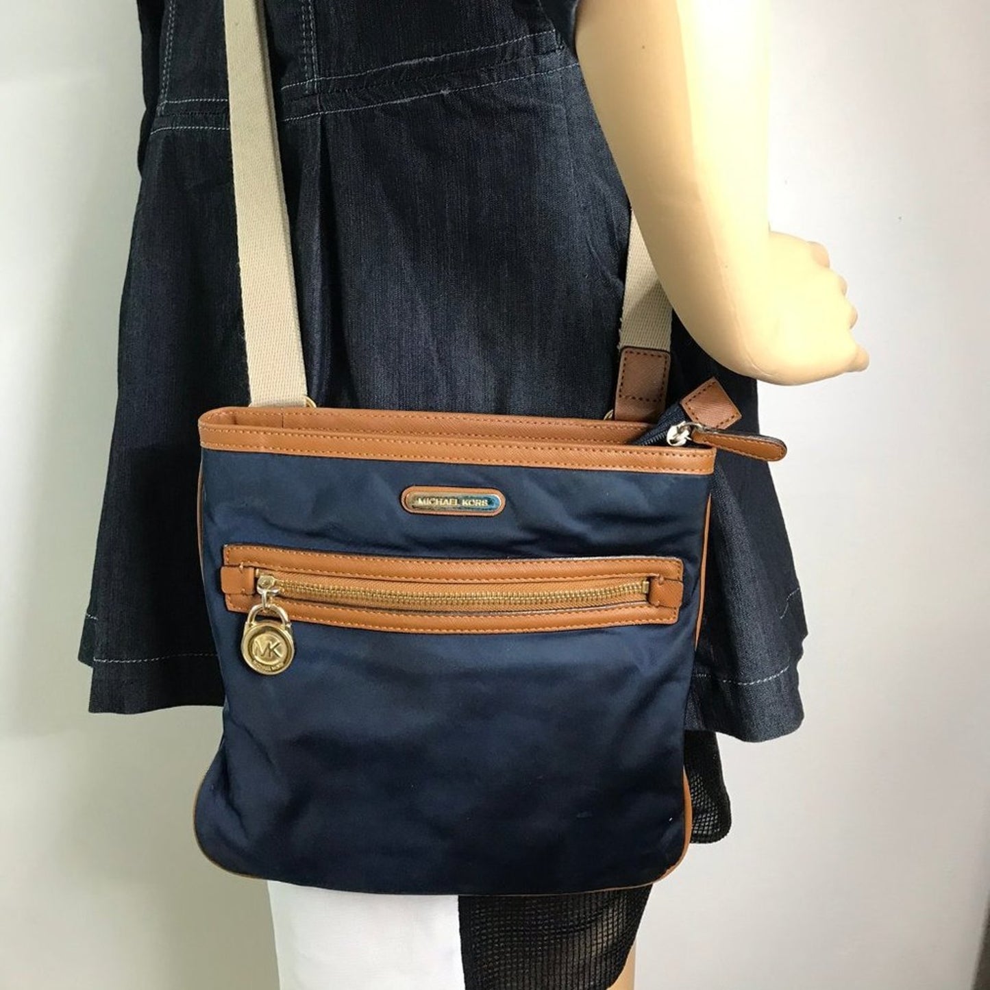 Michael Kors Navy Blue Nylon CrossBody Bag