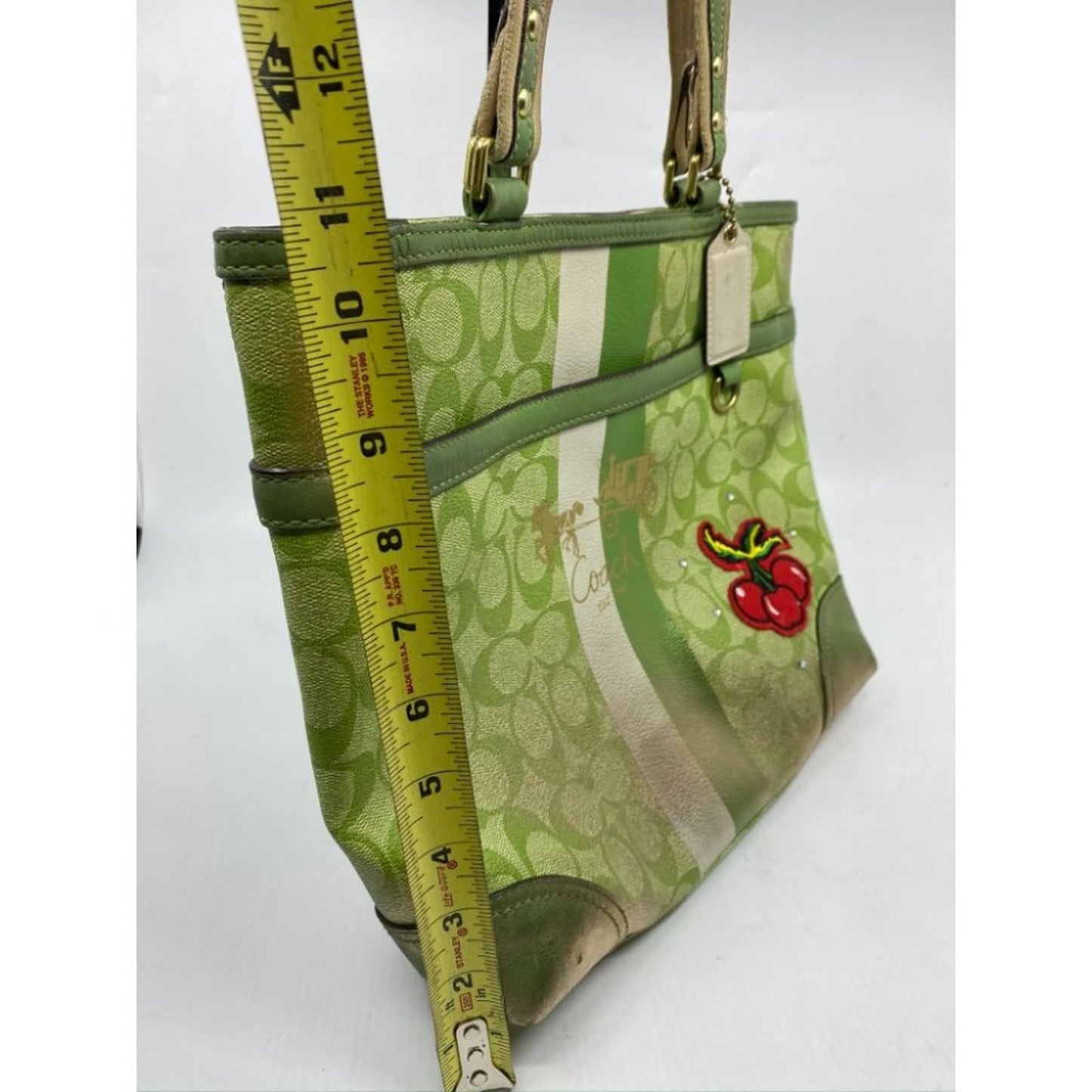 COACH Customized w/ Applique Green Tote Bag