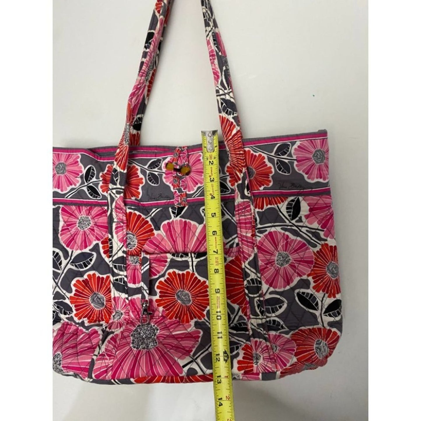 VERA BRADLEY Black Pink Large Quilted Tote Bag