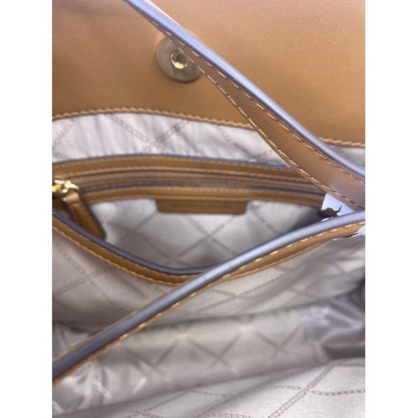 Michael Kors Newbury Medium Chain Vanilla Acorn Pebbled Leather Shoulder…