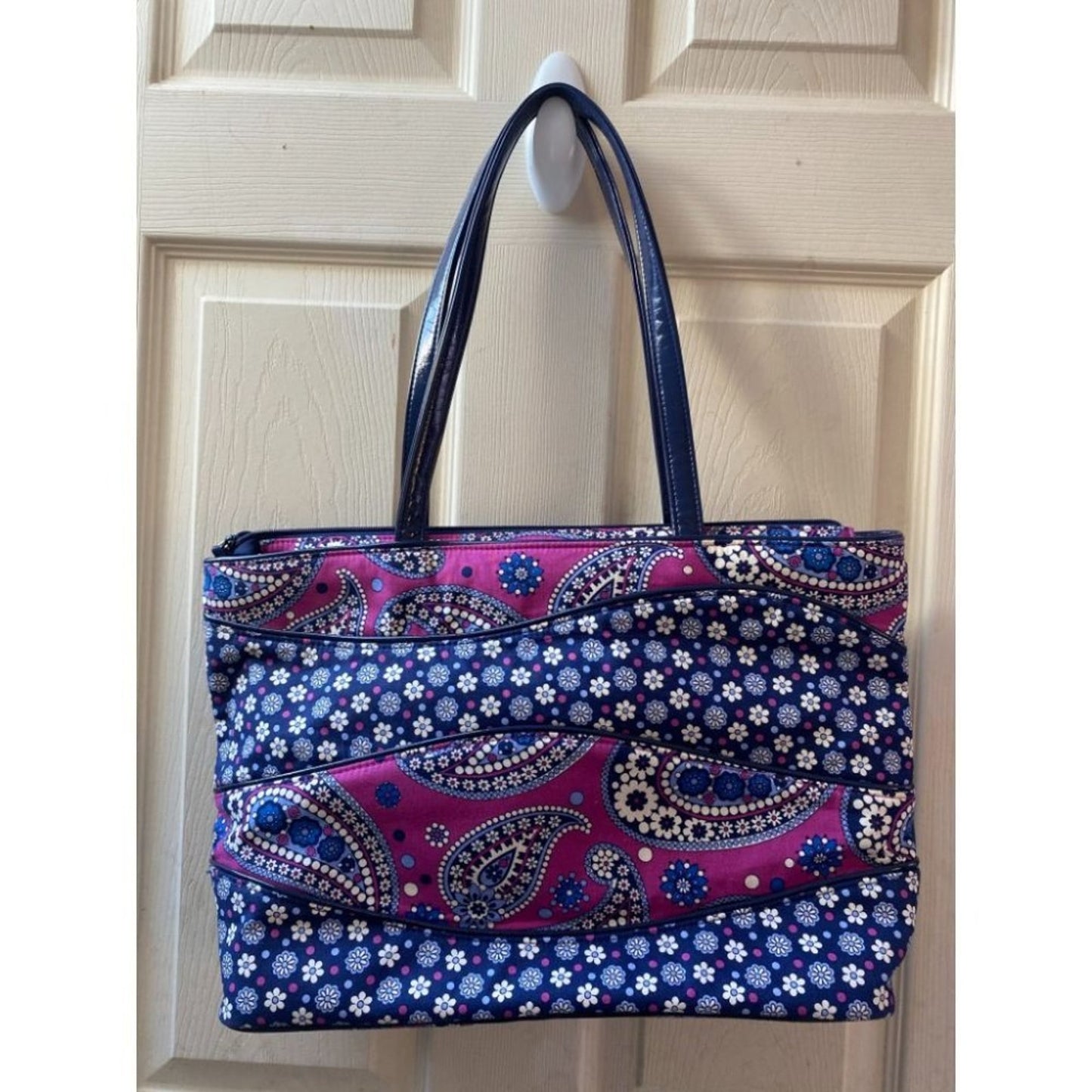 Vera Bradley Blue Pink Quilted Fabric Tote Bag