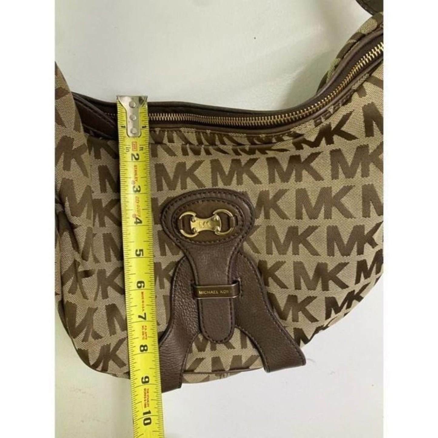 michael kors all over logo brown beige jacquard fa