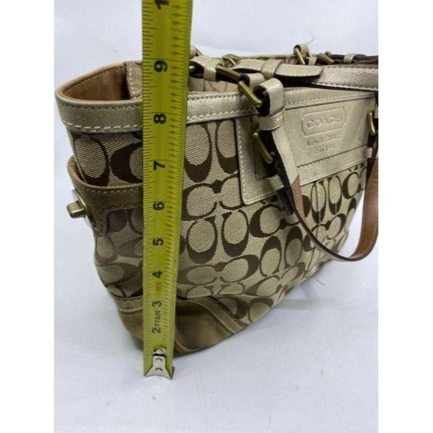 Coach Shoulder Bag Medium Msrp Beige Brown Jacquar