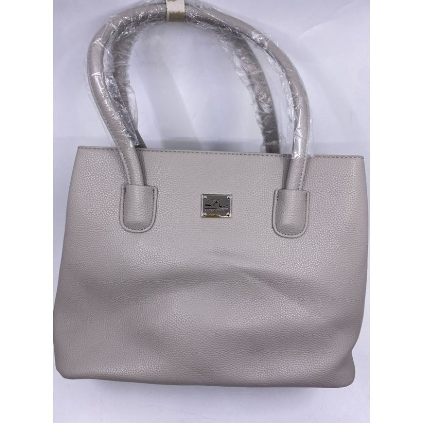 Jessica Moore Gray Large Faux Leather Tote Bag
