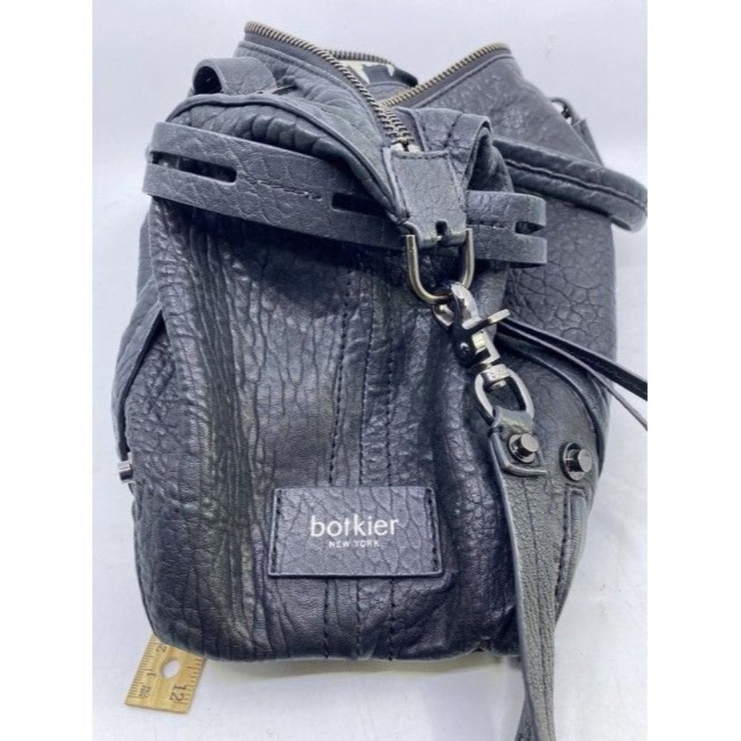 Botkier Large Convertible City Black Pebbled Leather Cross Body Bag