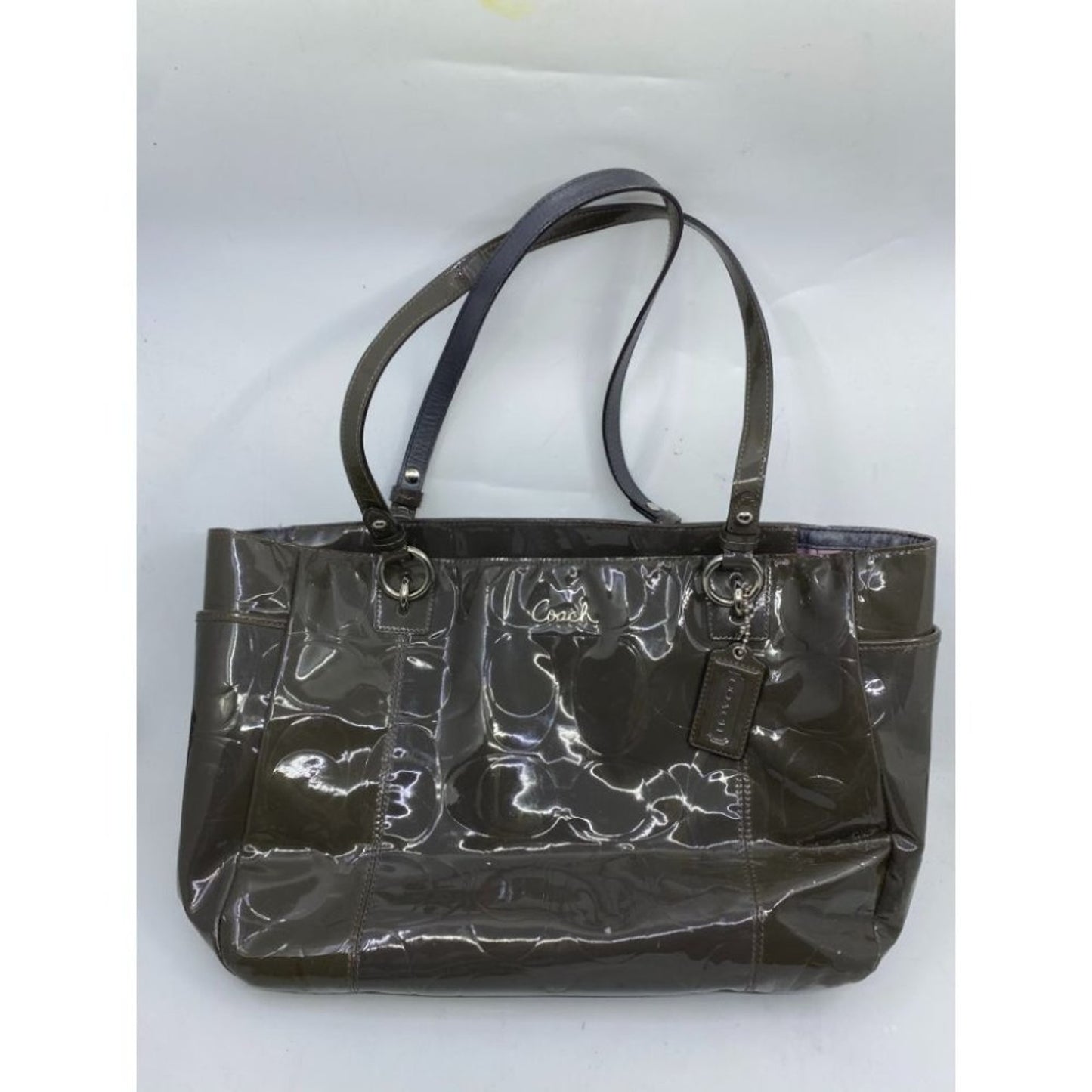 Coach Patent Leather Olive Green Shoulder Bag LG